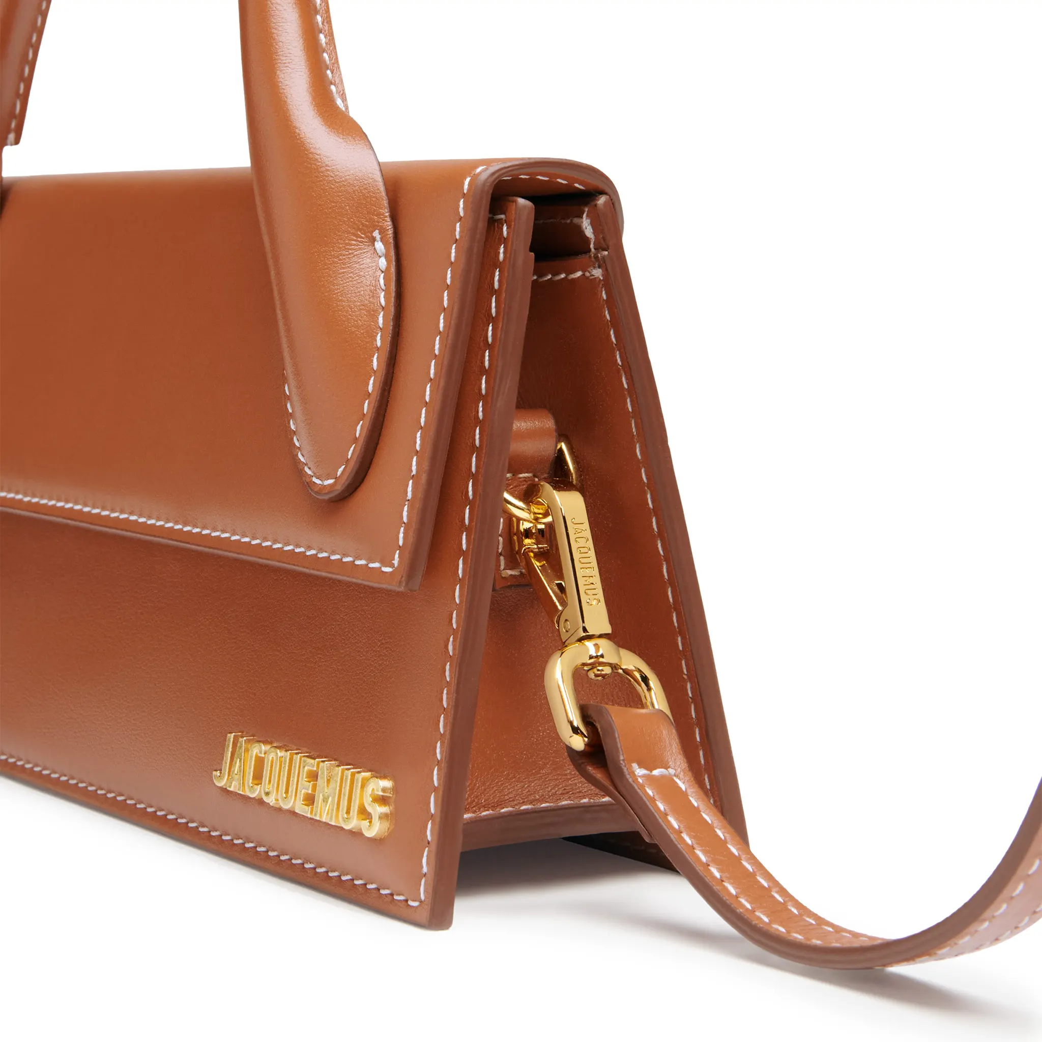 Front Side View of Jacquemus Long Chiquito Signature Light Brown Handbag BAW00004AC01C04811