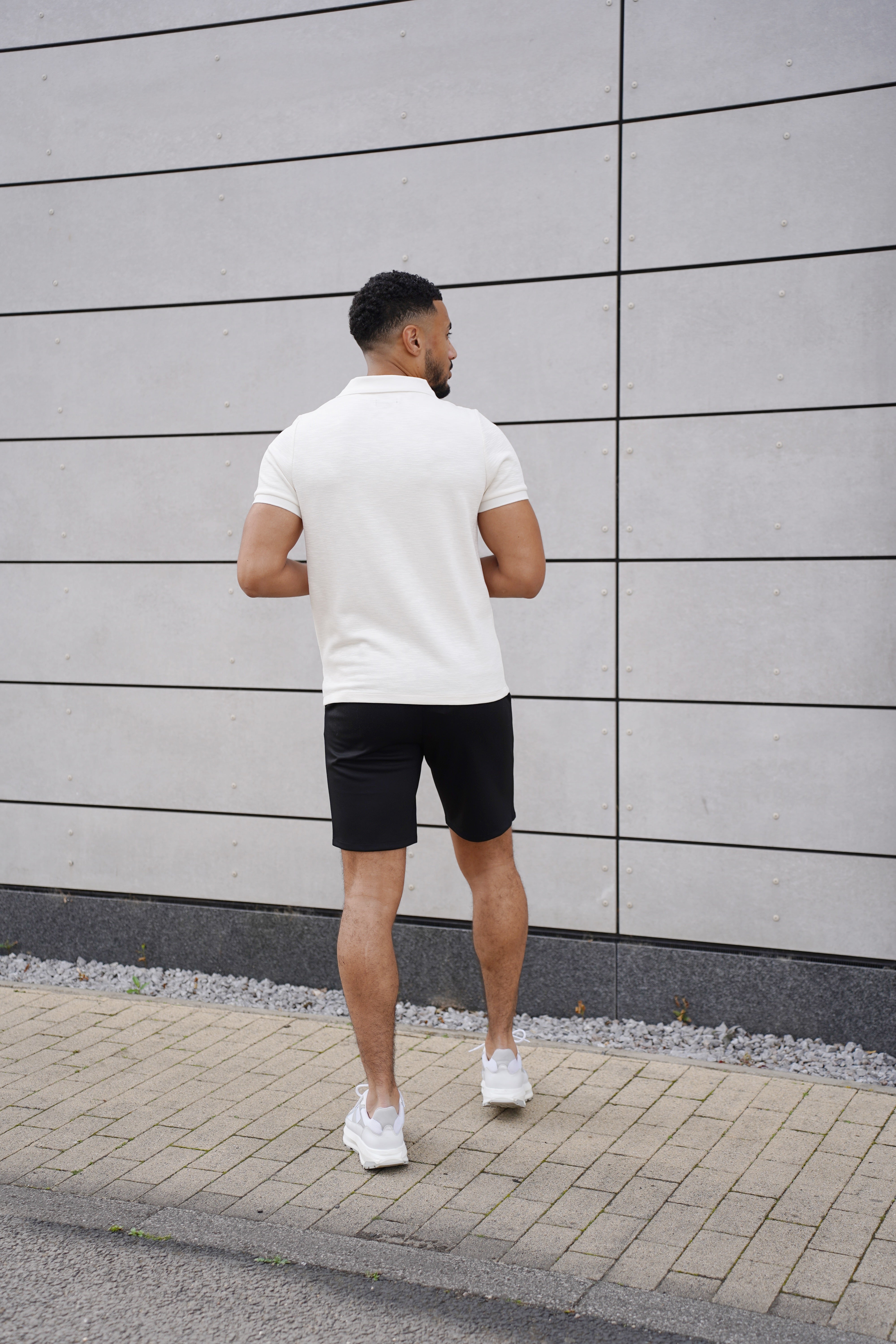 CAPO Jersey Slub Cuban White Polo Shirts