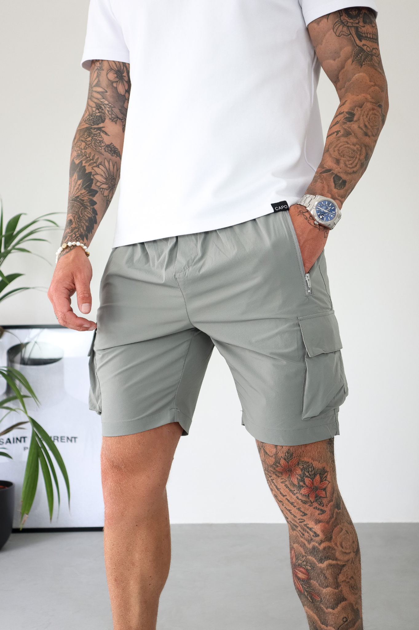 CAPO Lightweight Light Grey Cargo Shorts