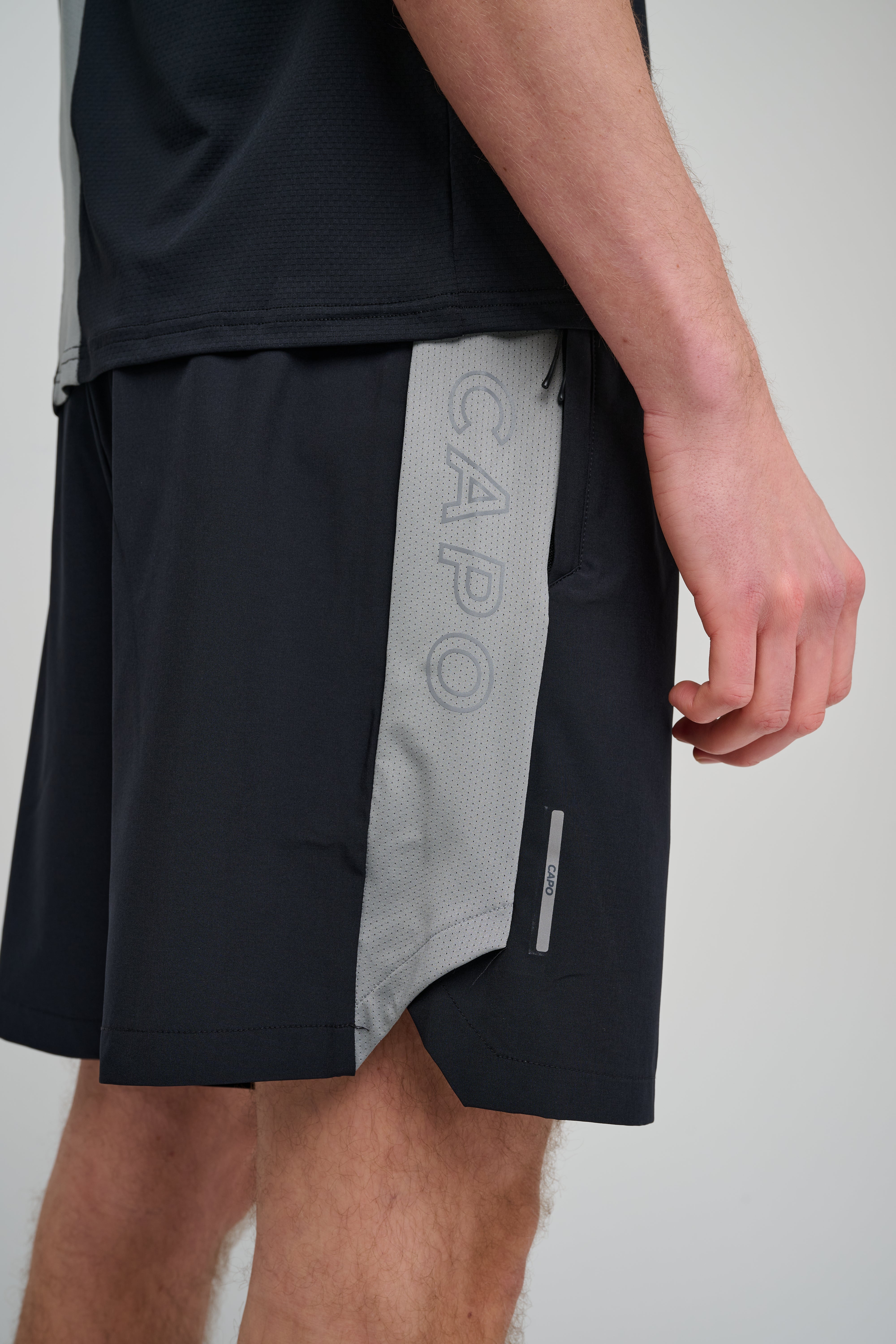 Pocket view of CAPO Active Performance Black Shorts