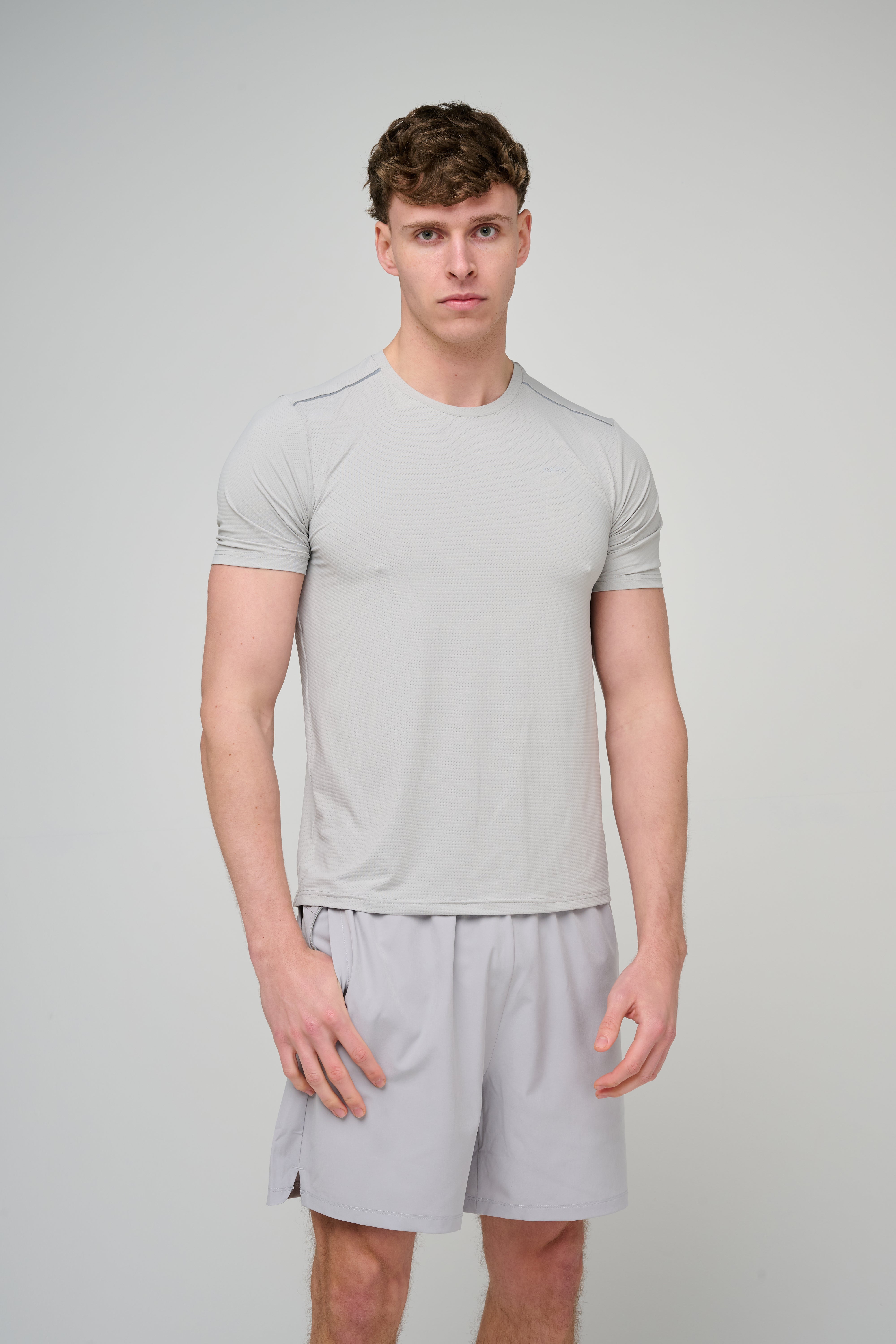 Model view of CAPO Active Core Grey Shorts