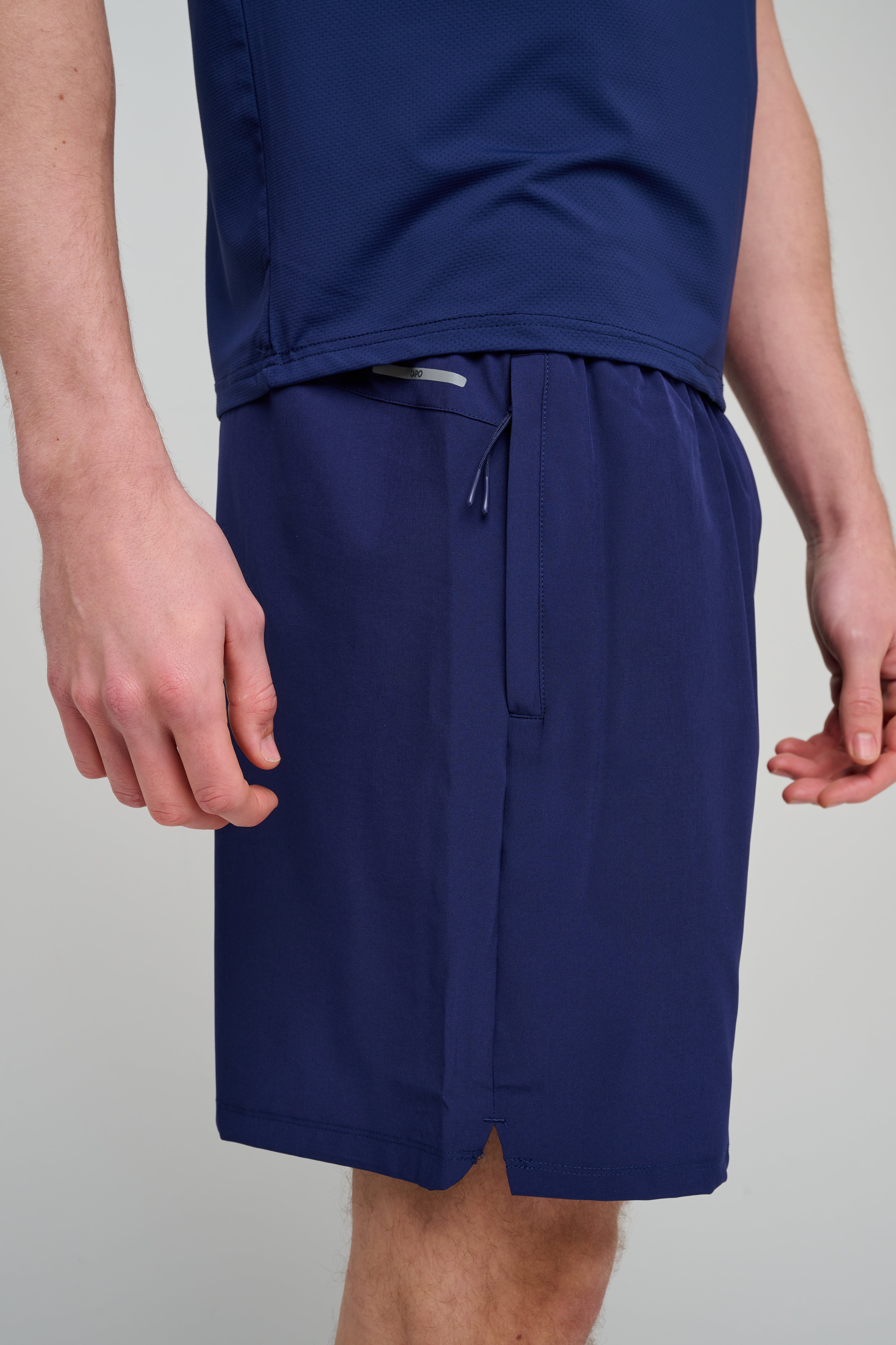 Pocket view of CAPO Active Core Navy Shorts
