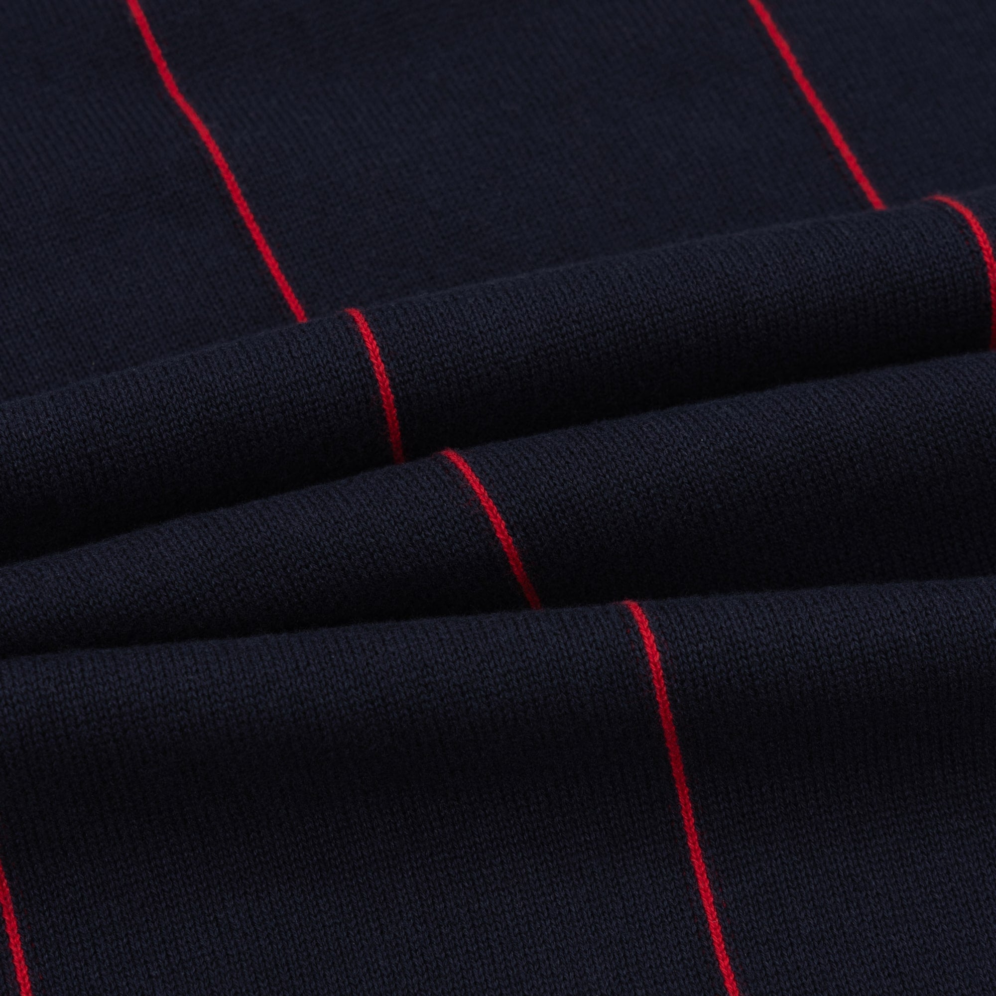 Alma De Ace Stripe Knit Navy Blue Polo Shirt