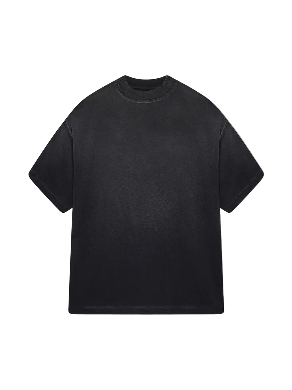 Front view of Kaizen Market Blank Heavyweight Fade Out Black T-shirt
