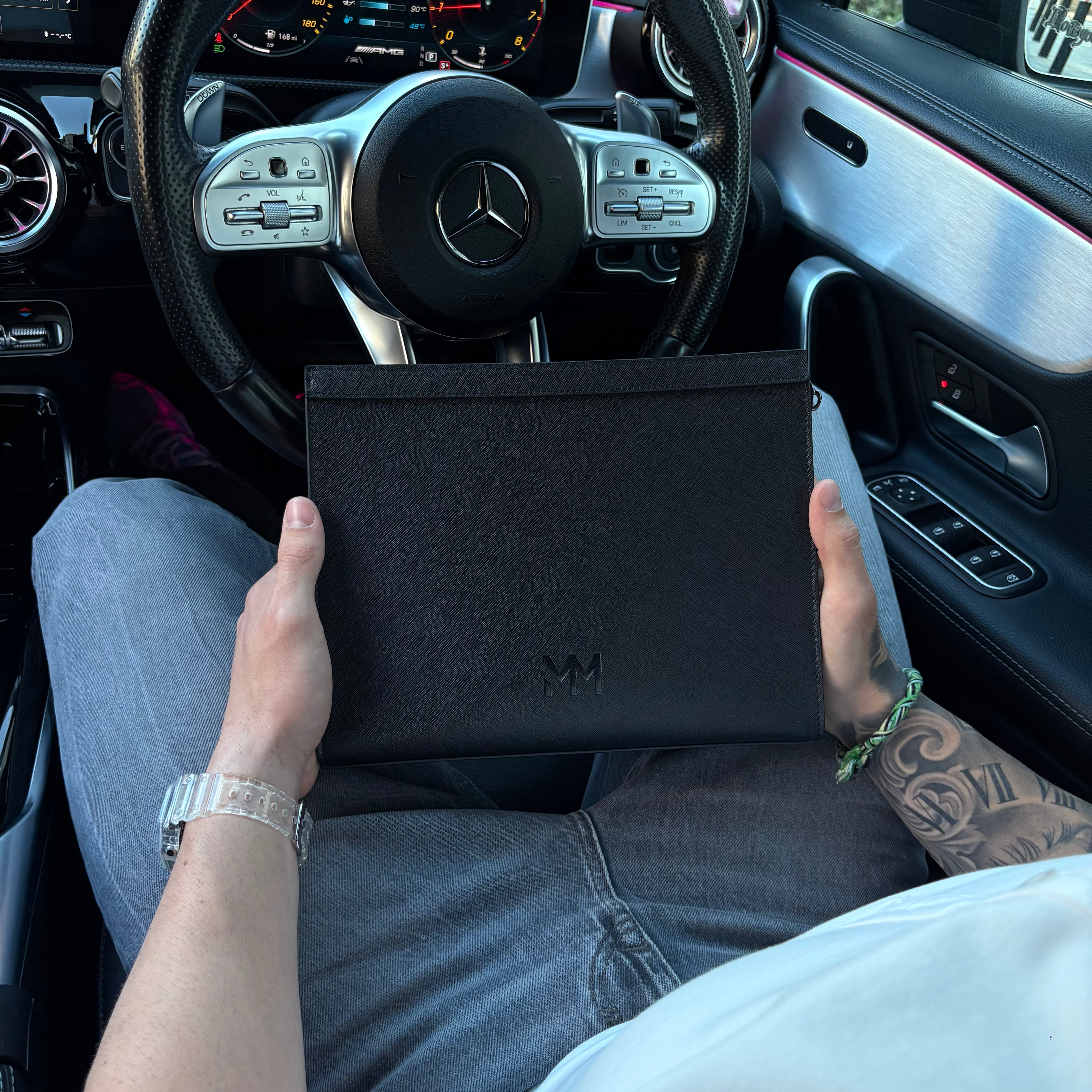 MM London Saffiano Black Clutch Bag
