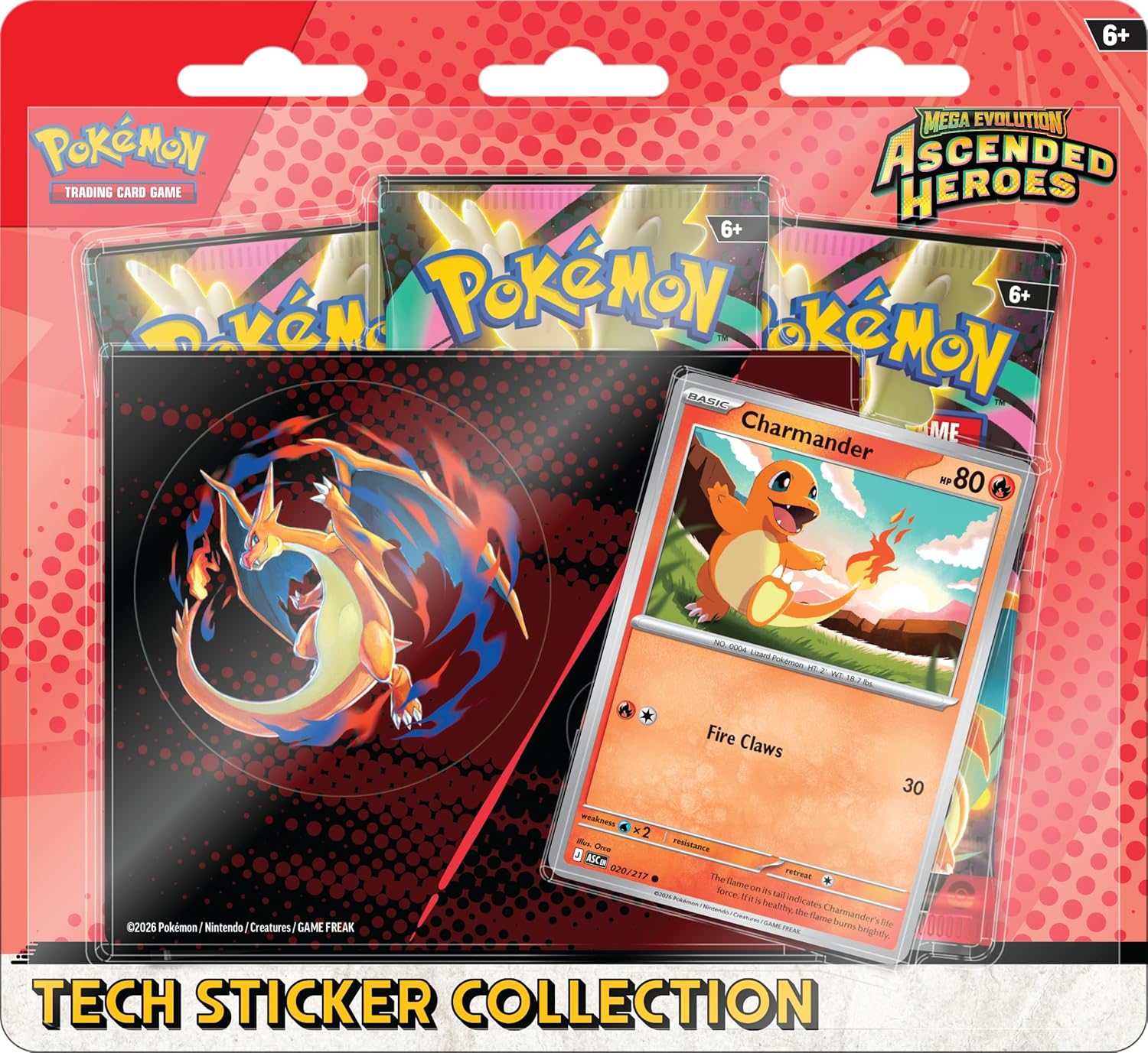 2026 Pokemon Mega Evolution Ascended Heroes Charmander & Gastly Tech Sticker Collection Bundle  (2026)