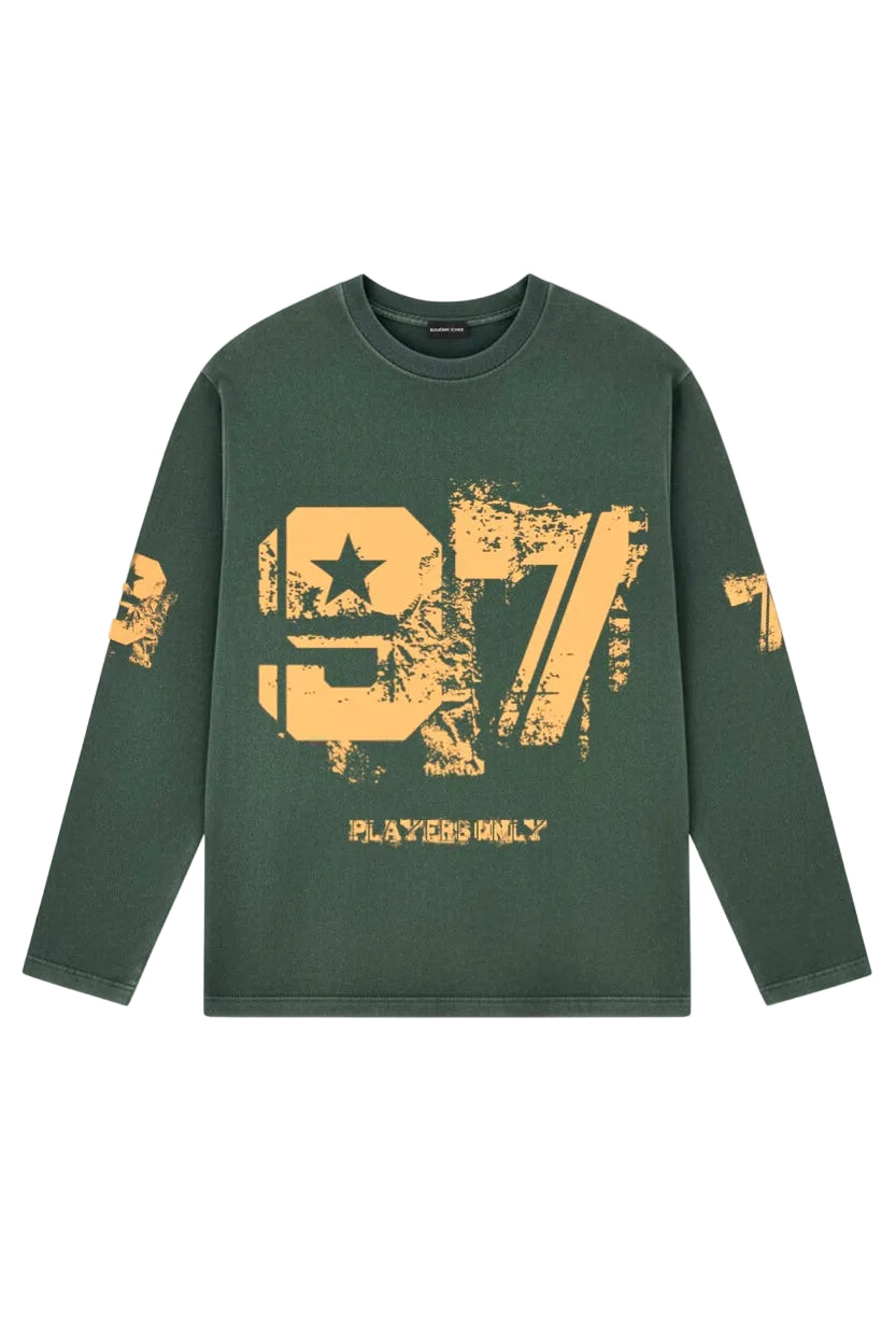 Players Only Distressed 97 L/S Washed Forrest Green T-Shirt