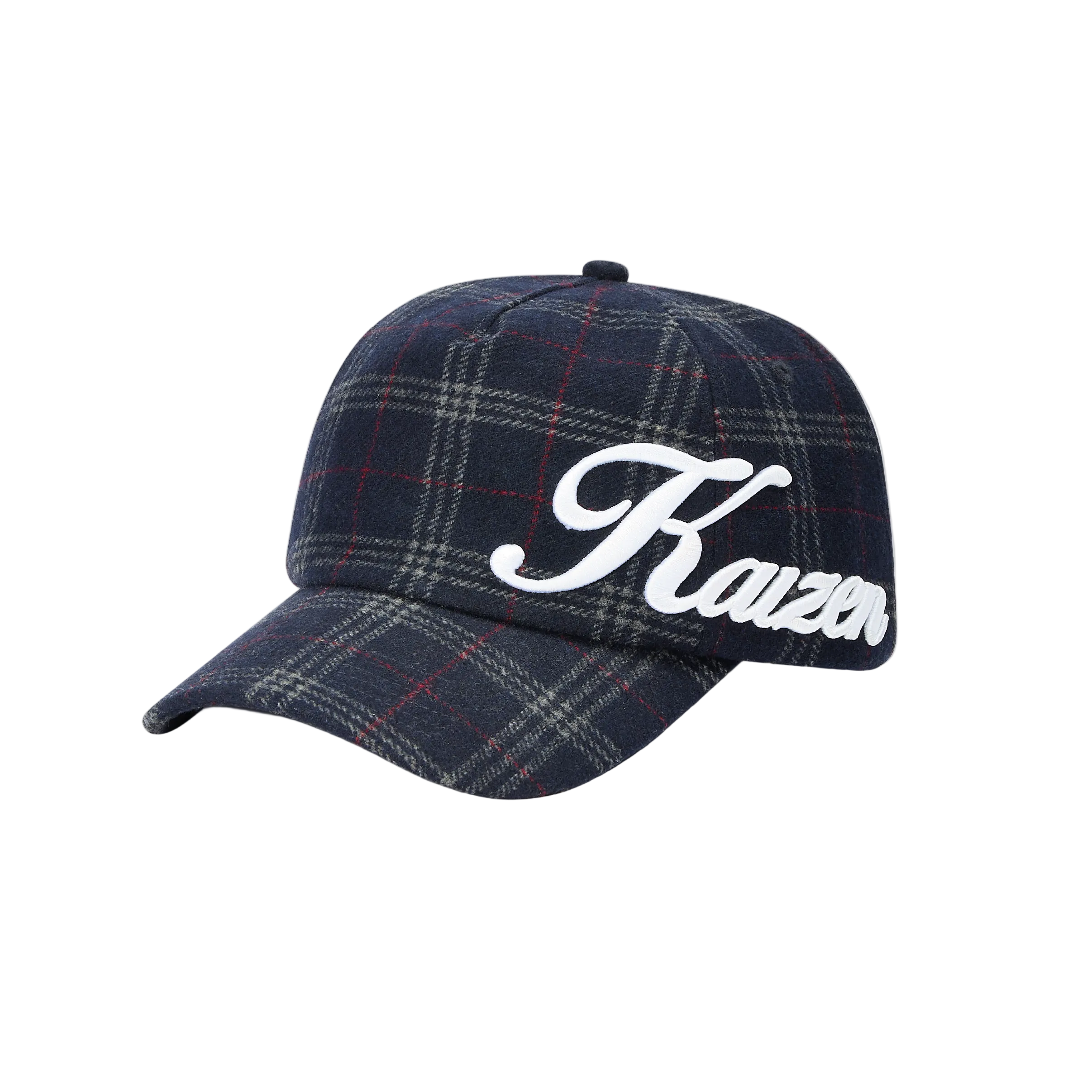 Front view of Kaizen Market Script Plaid Hat