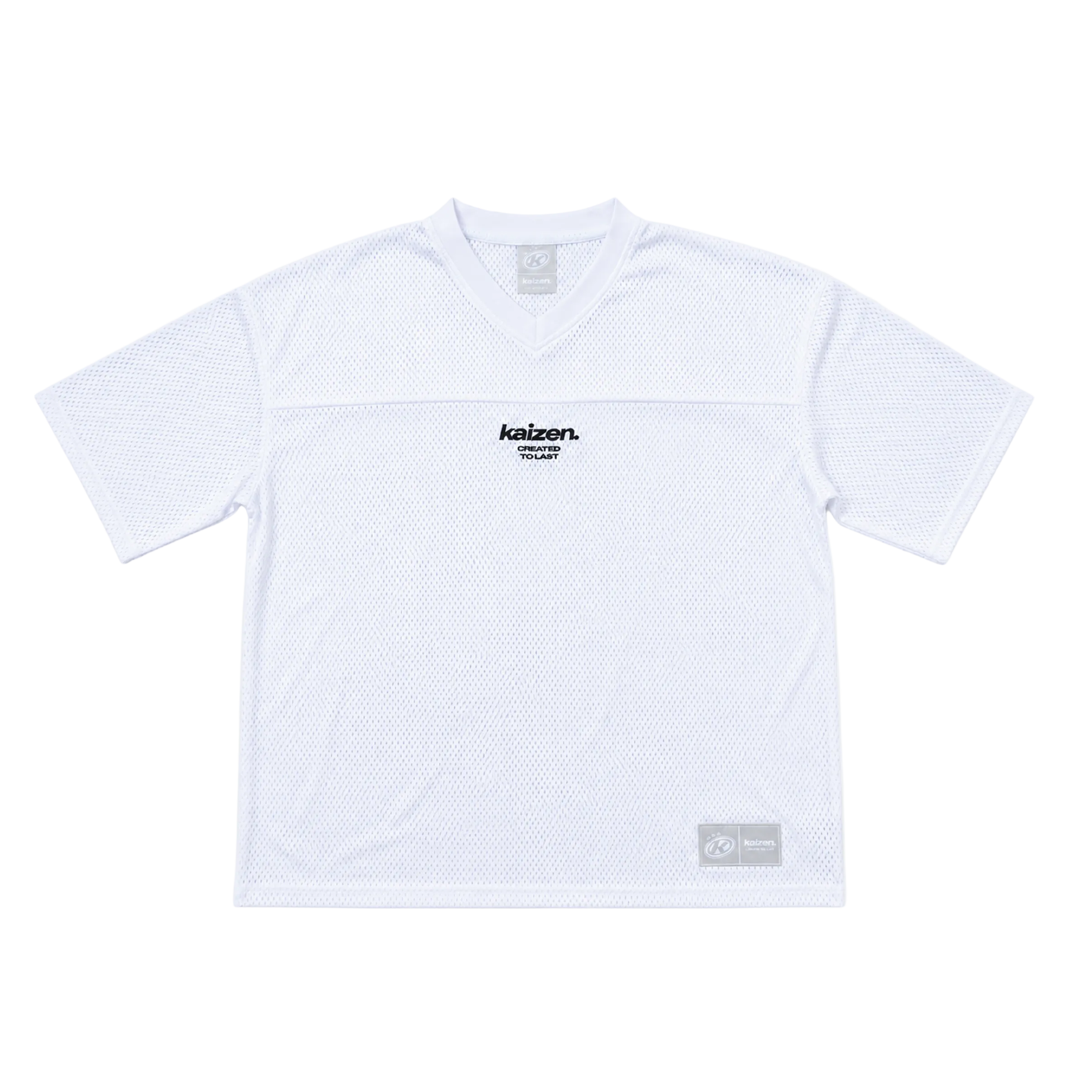 Front view of Kaizen Market Mesh Jersey White T-shirt