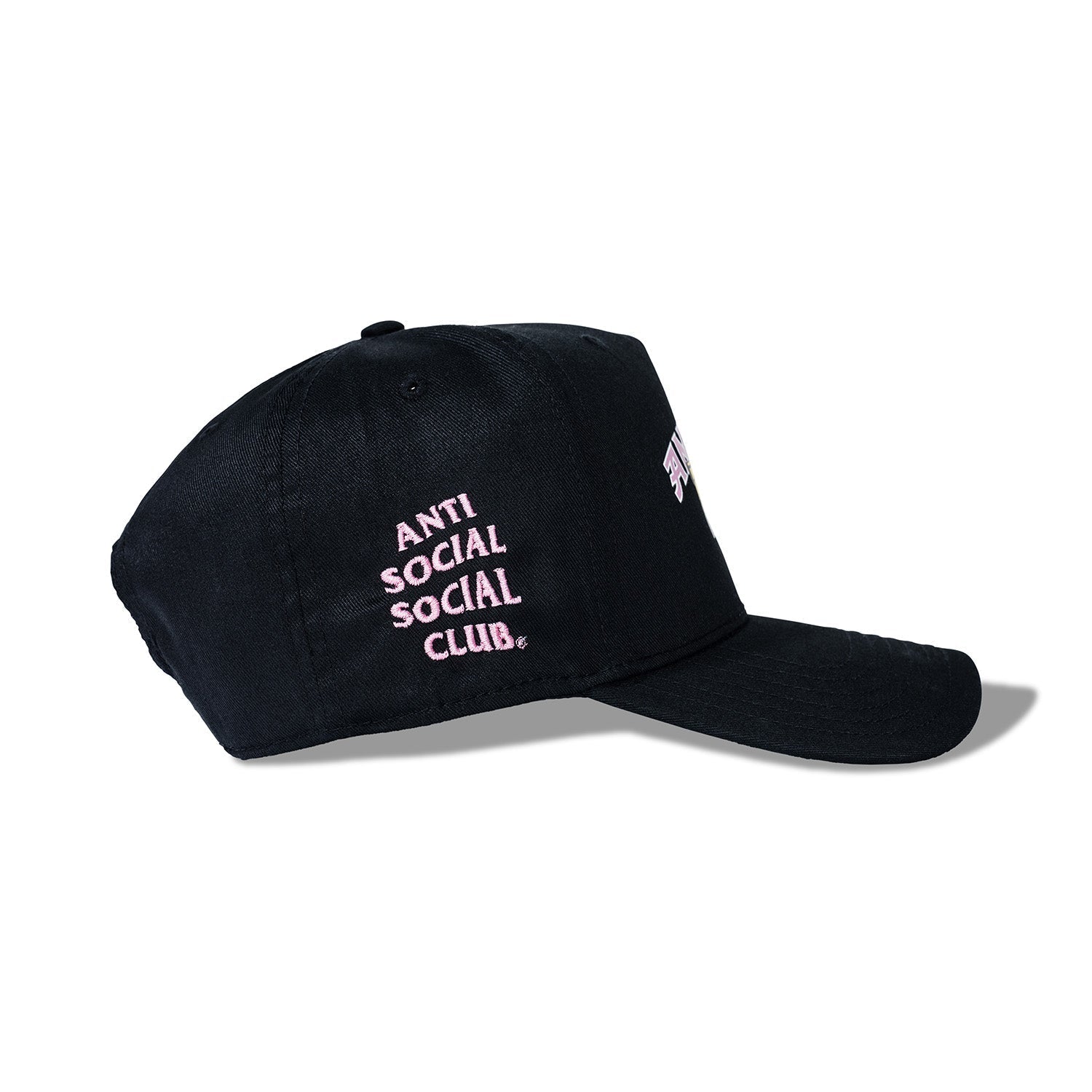 Side view of Antisocialsocialclub.co.uk Anxiety Black Cap