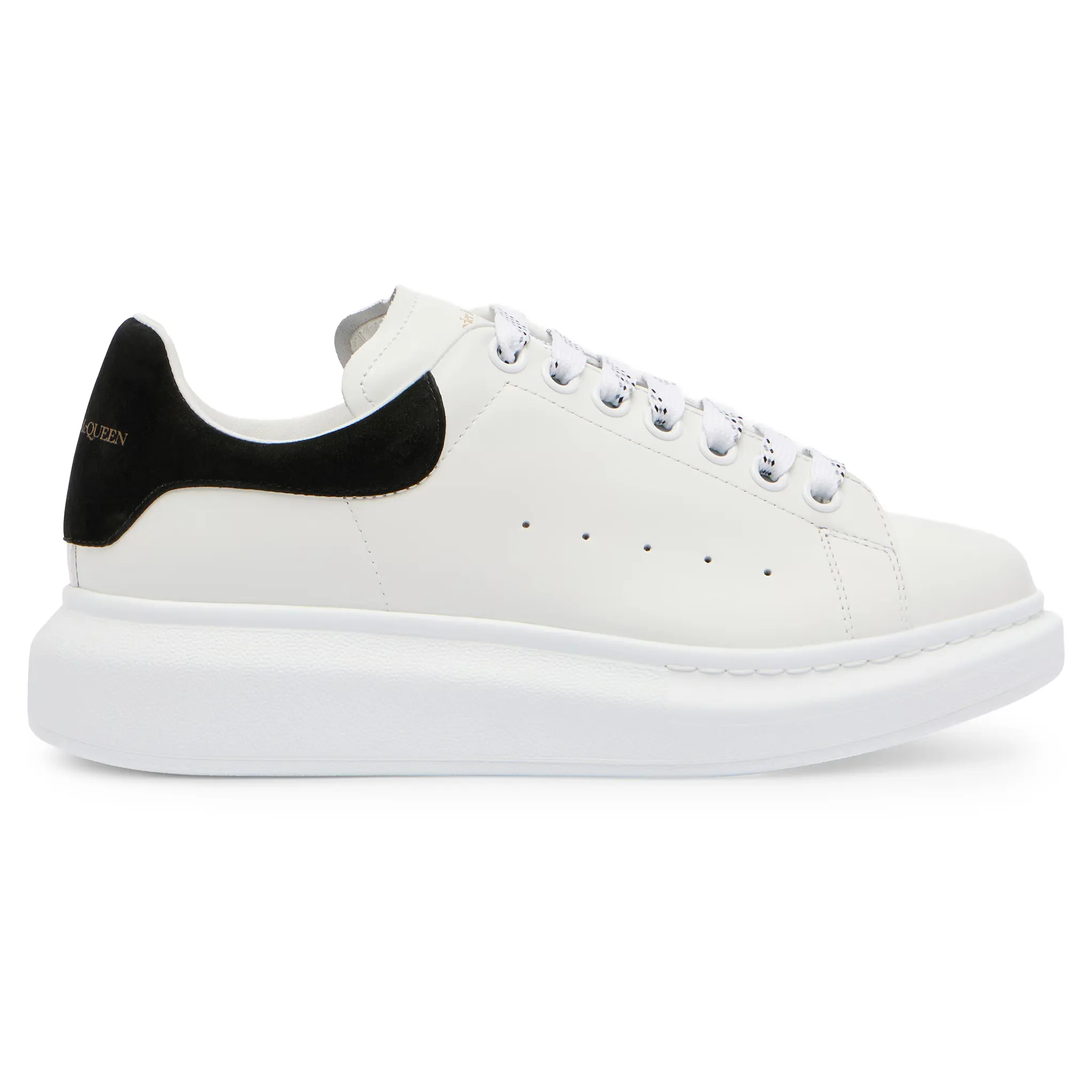 Side View of Alexander Mcqueen Raised Sole White Black Sneaker