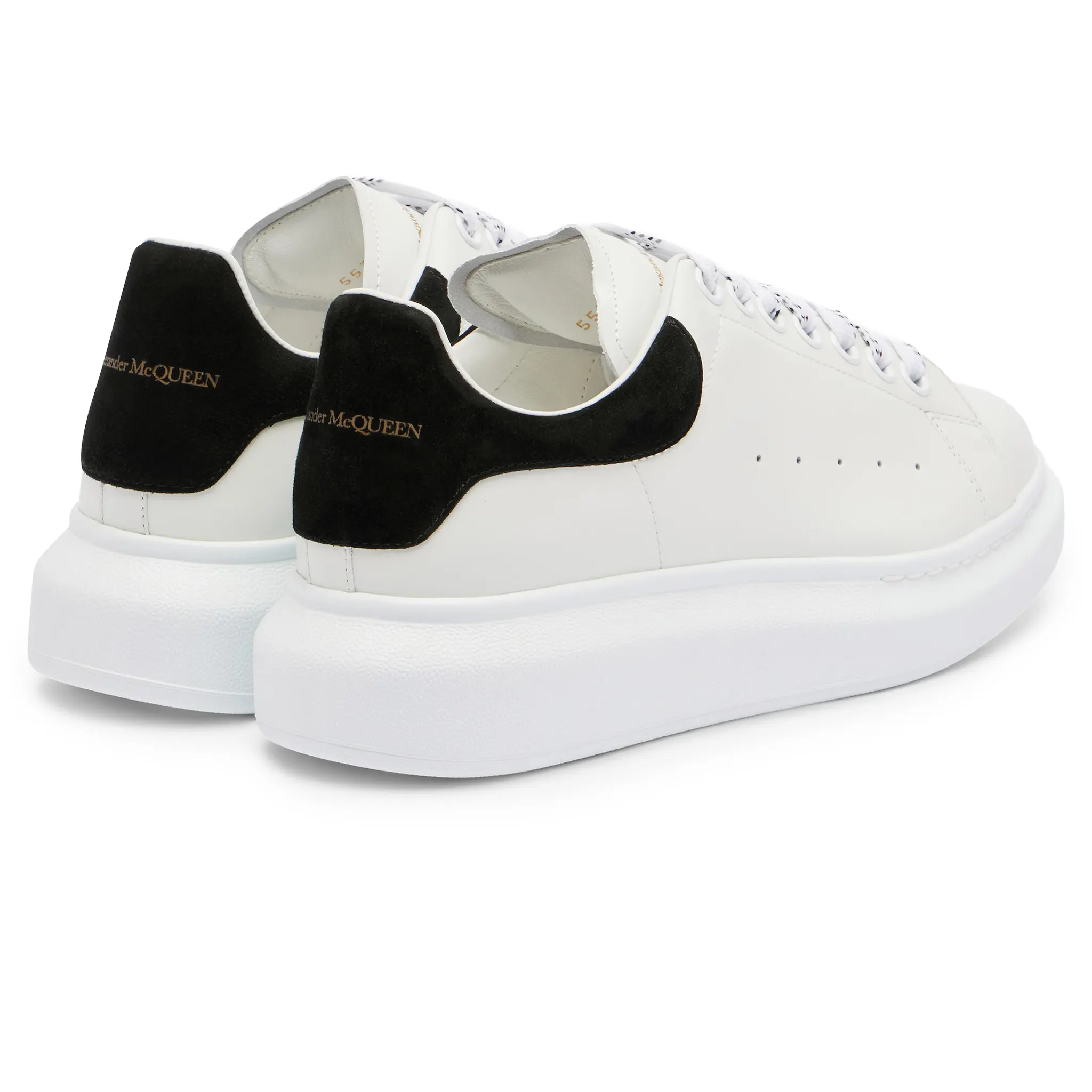 Back Side View of Alexander Mcqueen Raised Sole White Black Sneaker