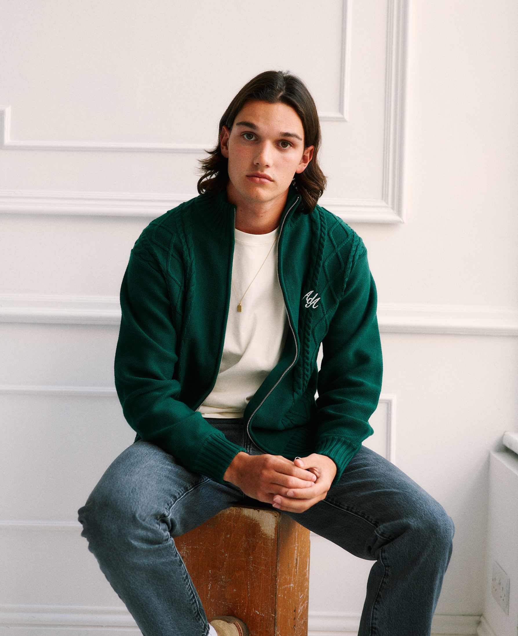 Alma De Ace Sila Knitted Forest Green Jacket