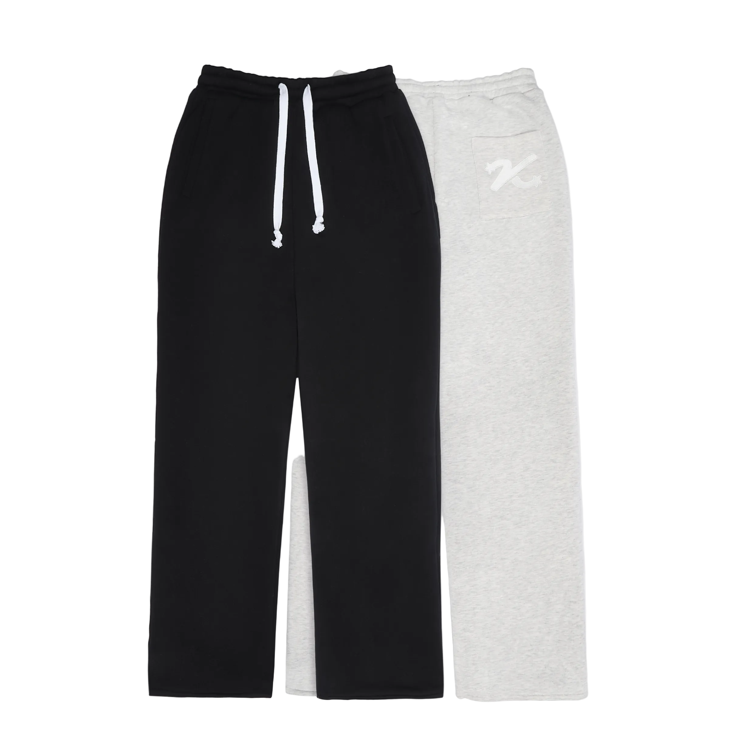 Front view of Kaizen Market Reversible Grey Black Sweatpants