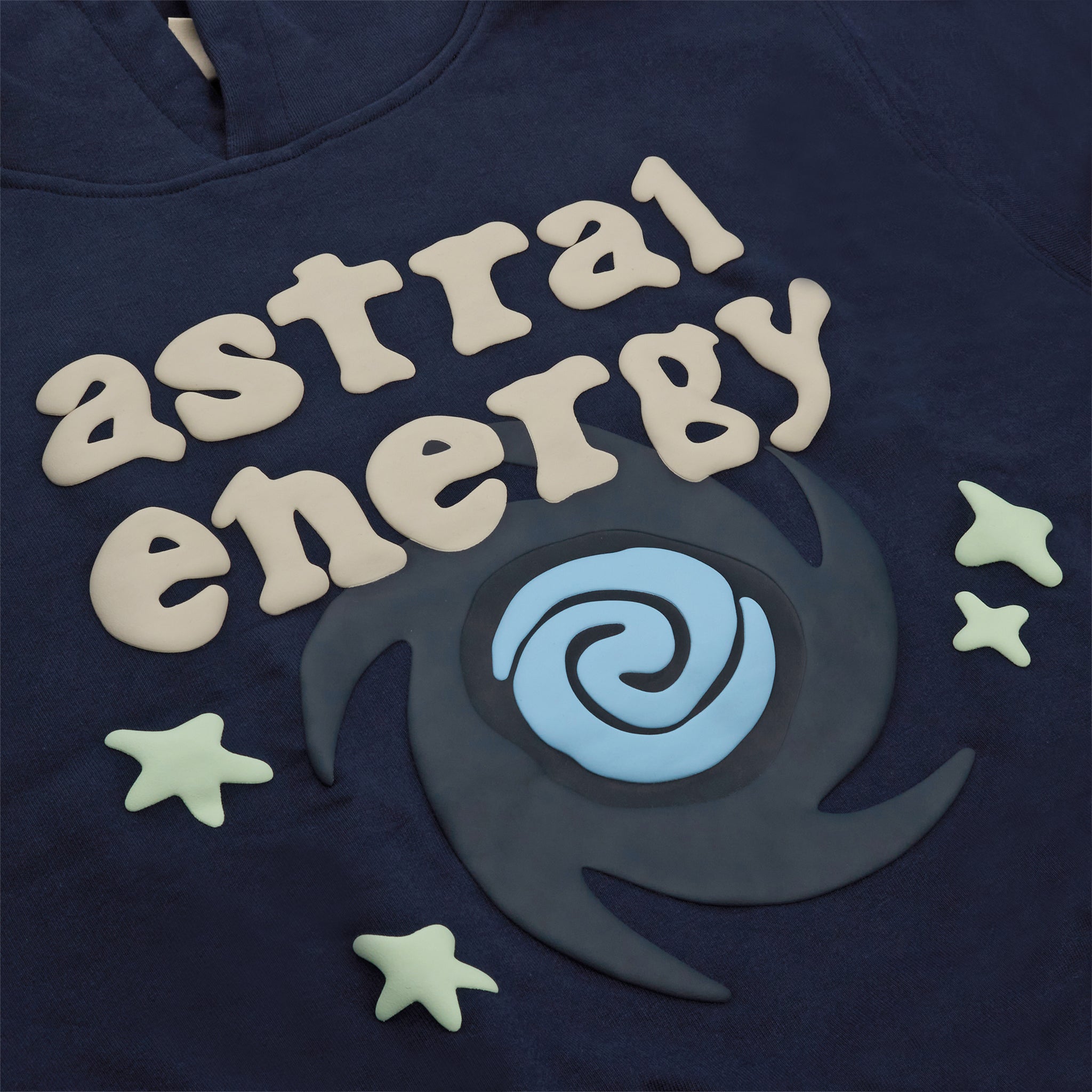 Logo view of Broken Planet Astral Energy Outer Space Blue Hoodie BP-AE-HD-O_BLUE