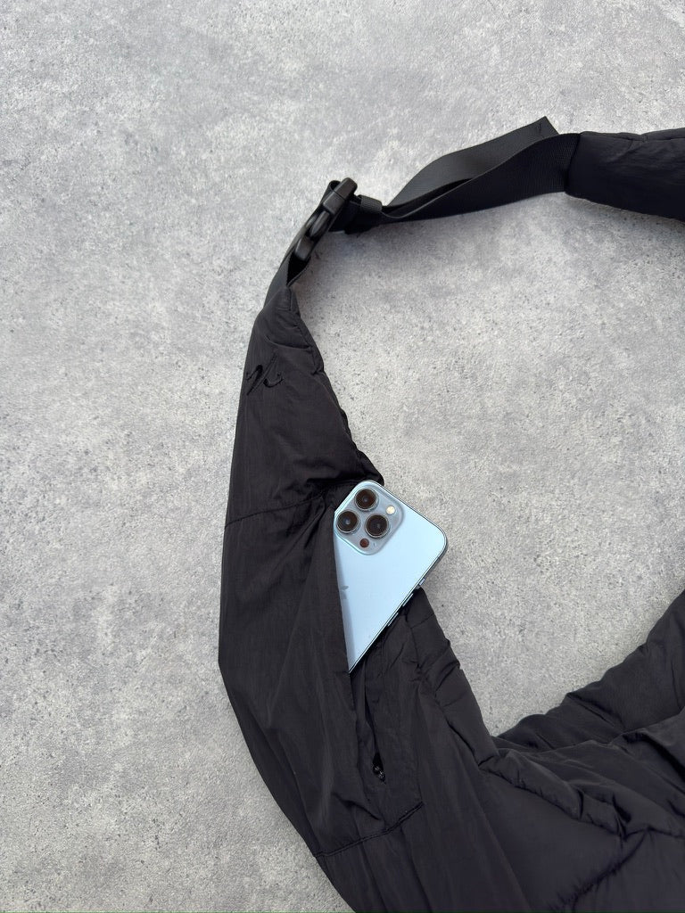 Detail view of Kaizen Market Cove Black Cross Body Bag