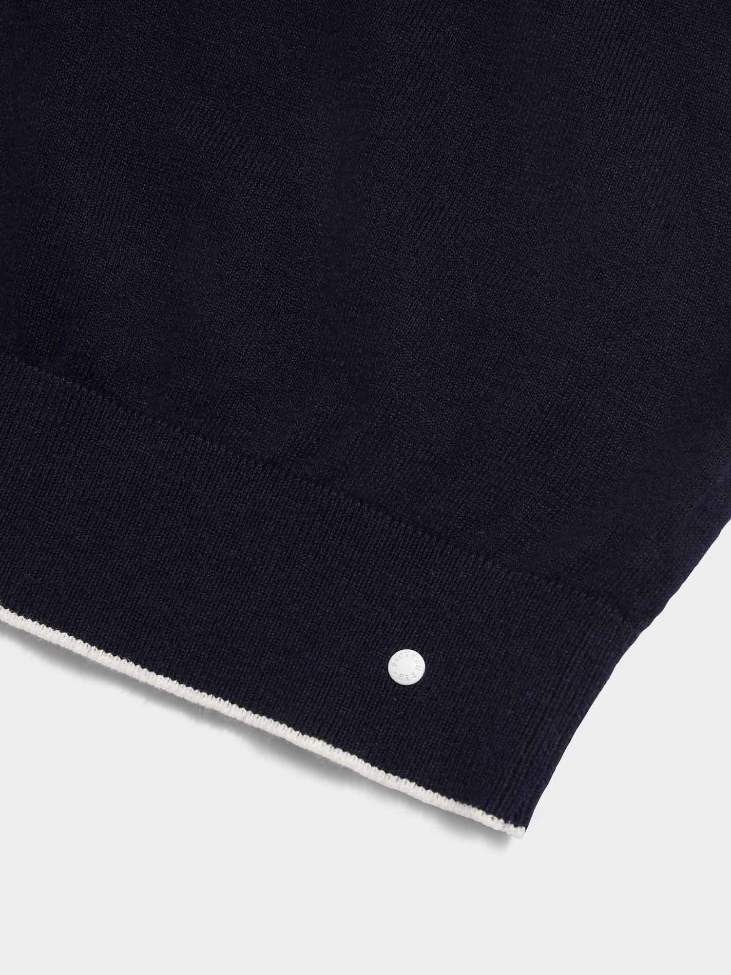 Peckham Rye Knit L/S Dark Sapphire Navy Polo Shirt