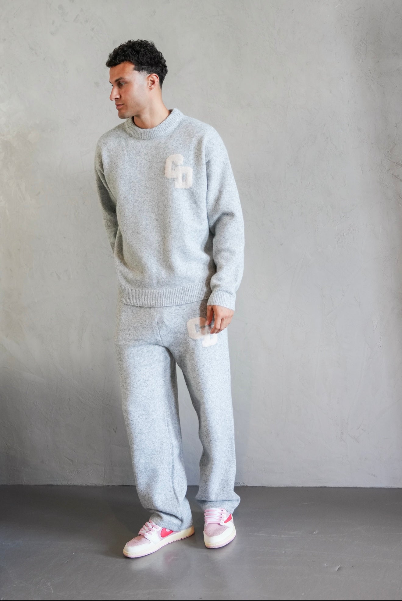 Model view of Cardair CD Logo Knit Grey Sweatshirt