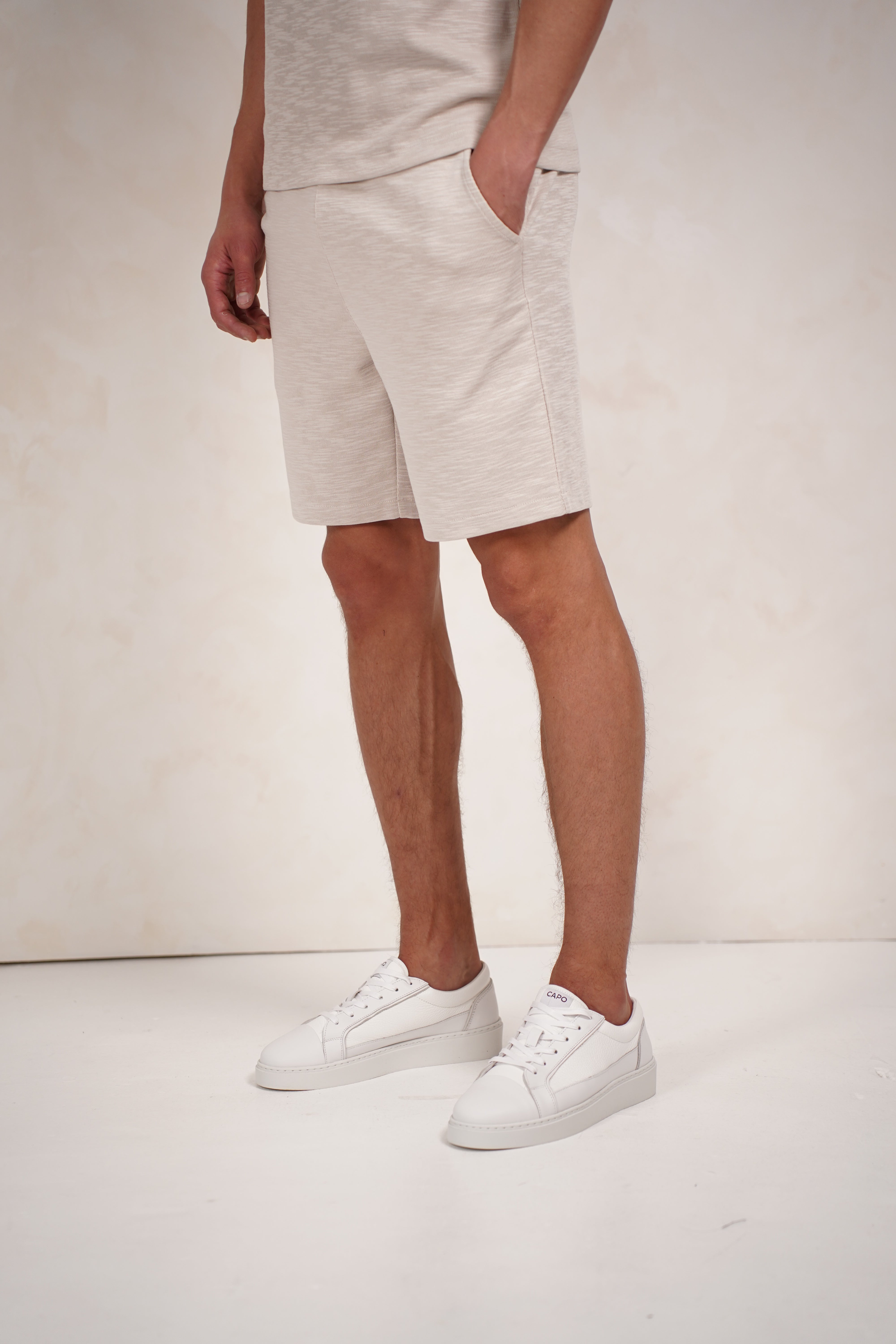 Side view Jersey Slub Stone Grey Shorts