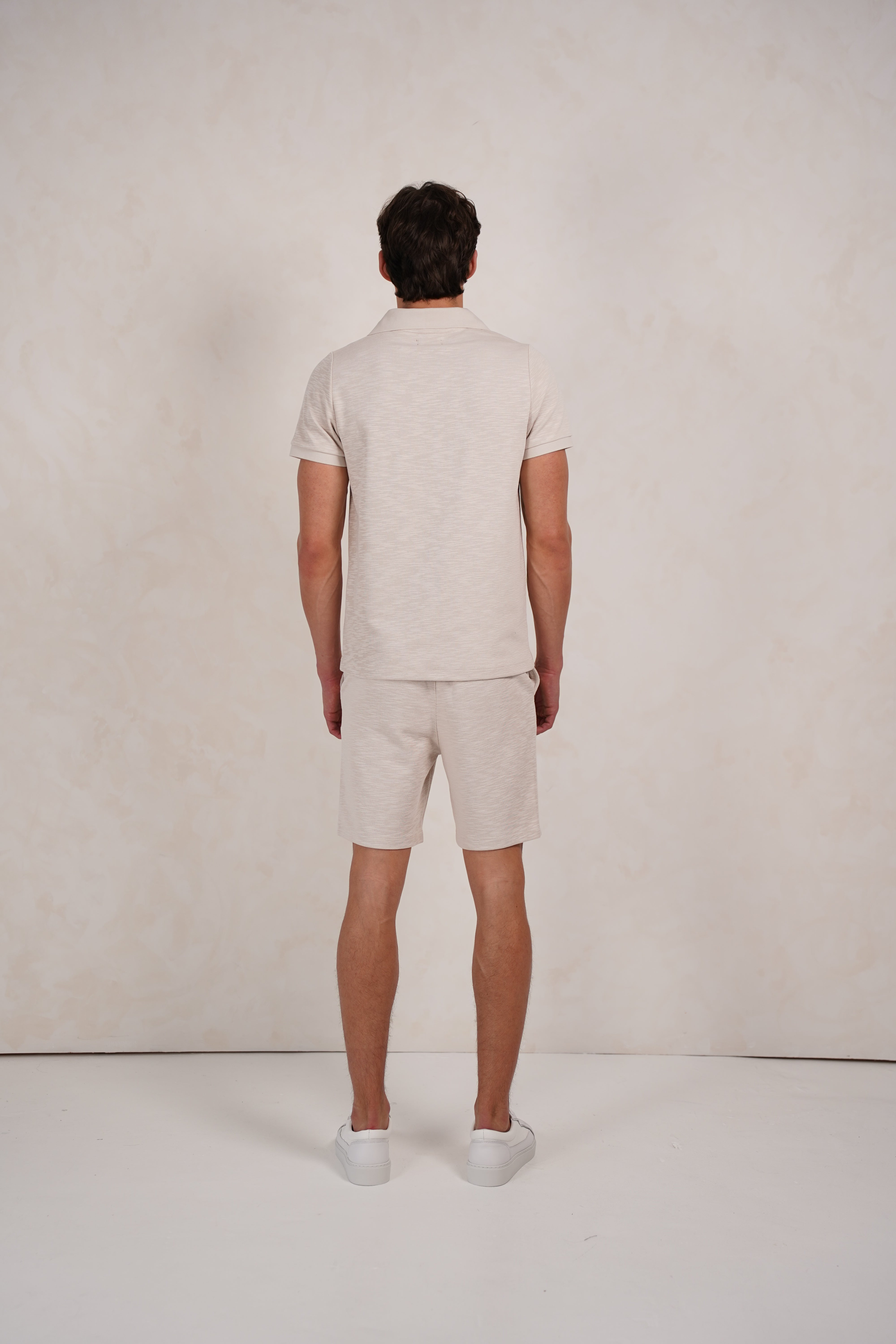 Back view Jersey Slub Stone Grey Shorts