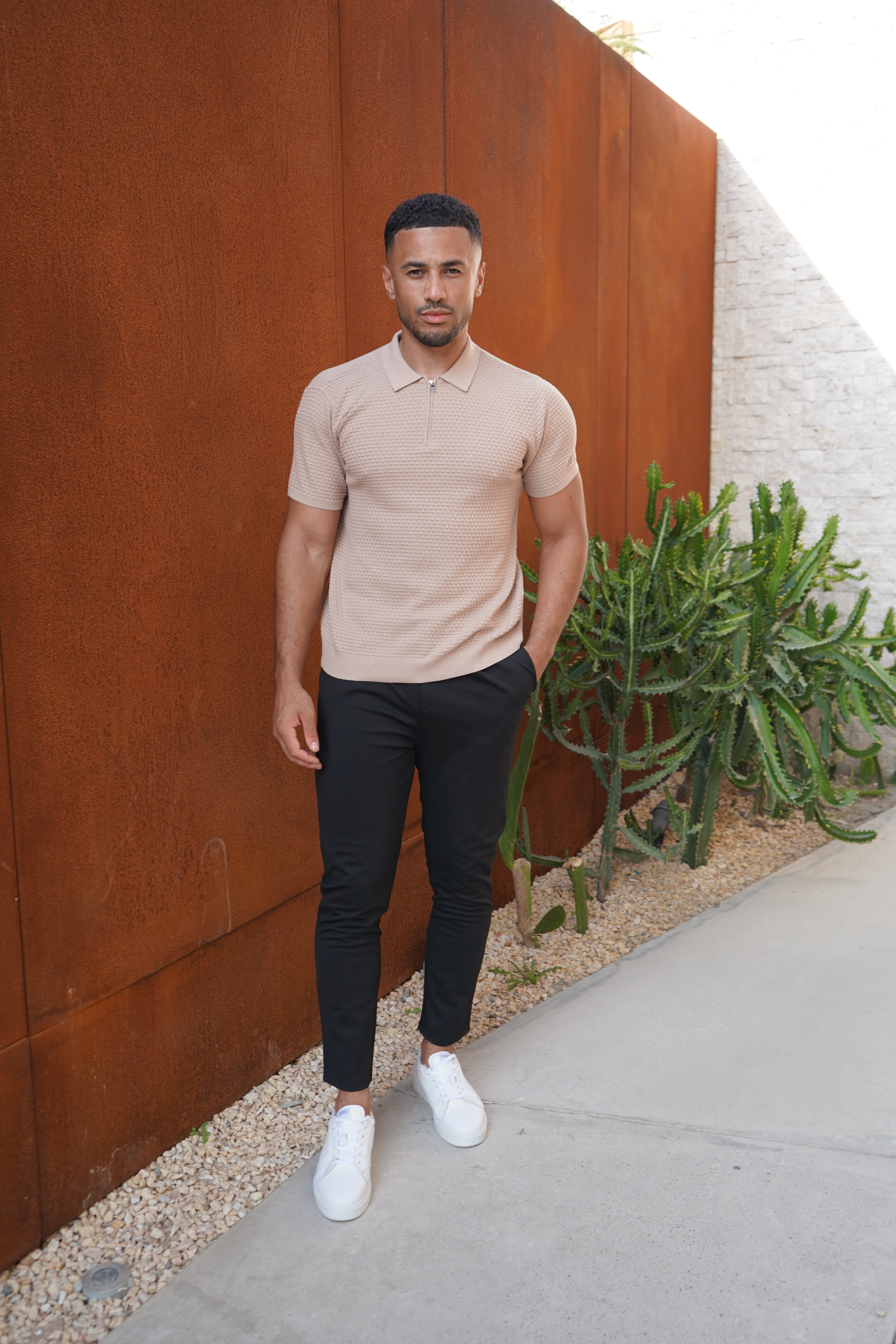 CAPO Micro Square Taupe Polo Shirt