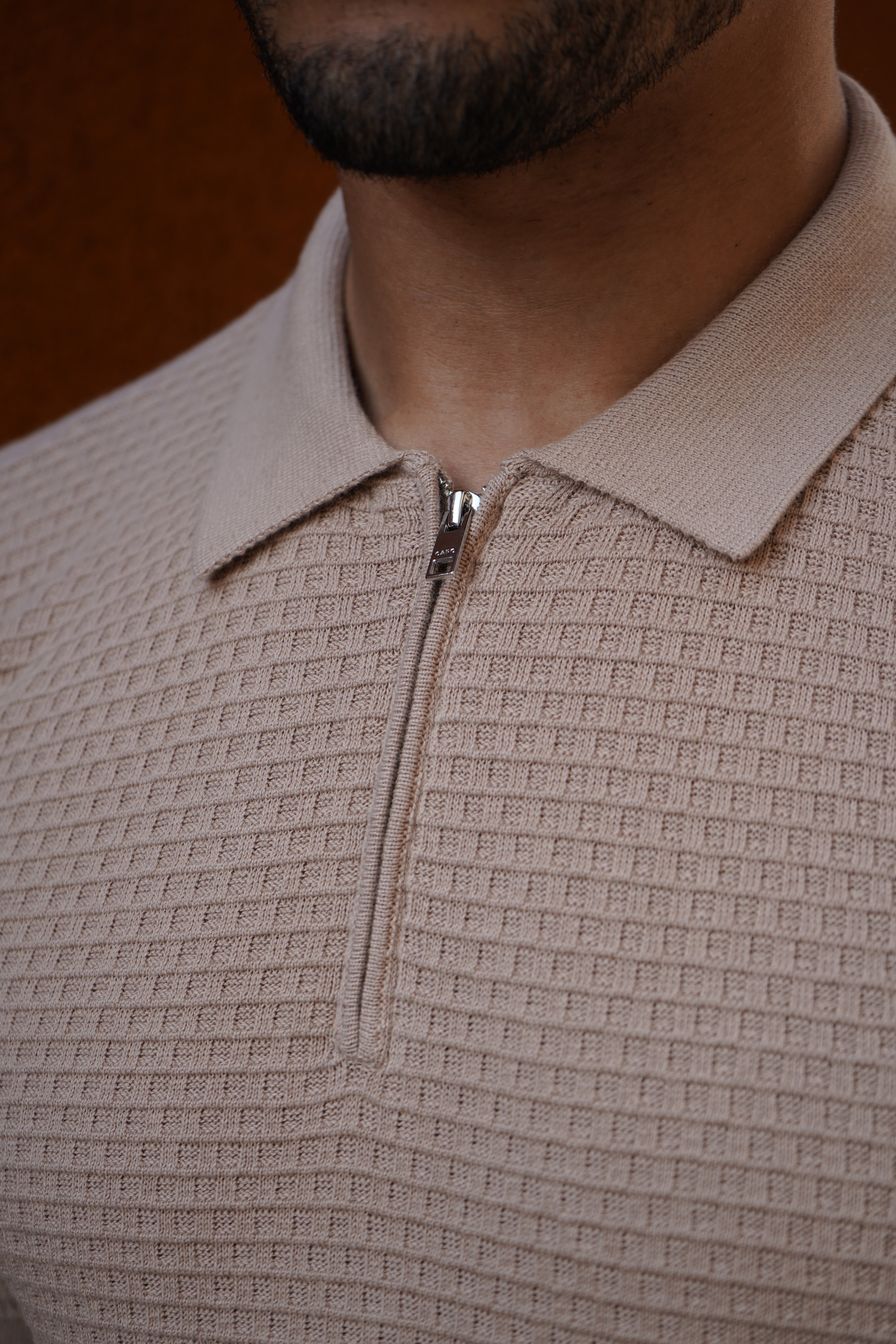 CAPO Micro Square Taupe Polo Shirt