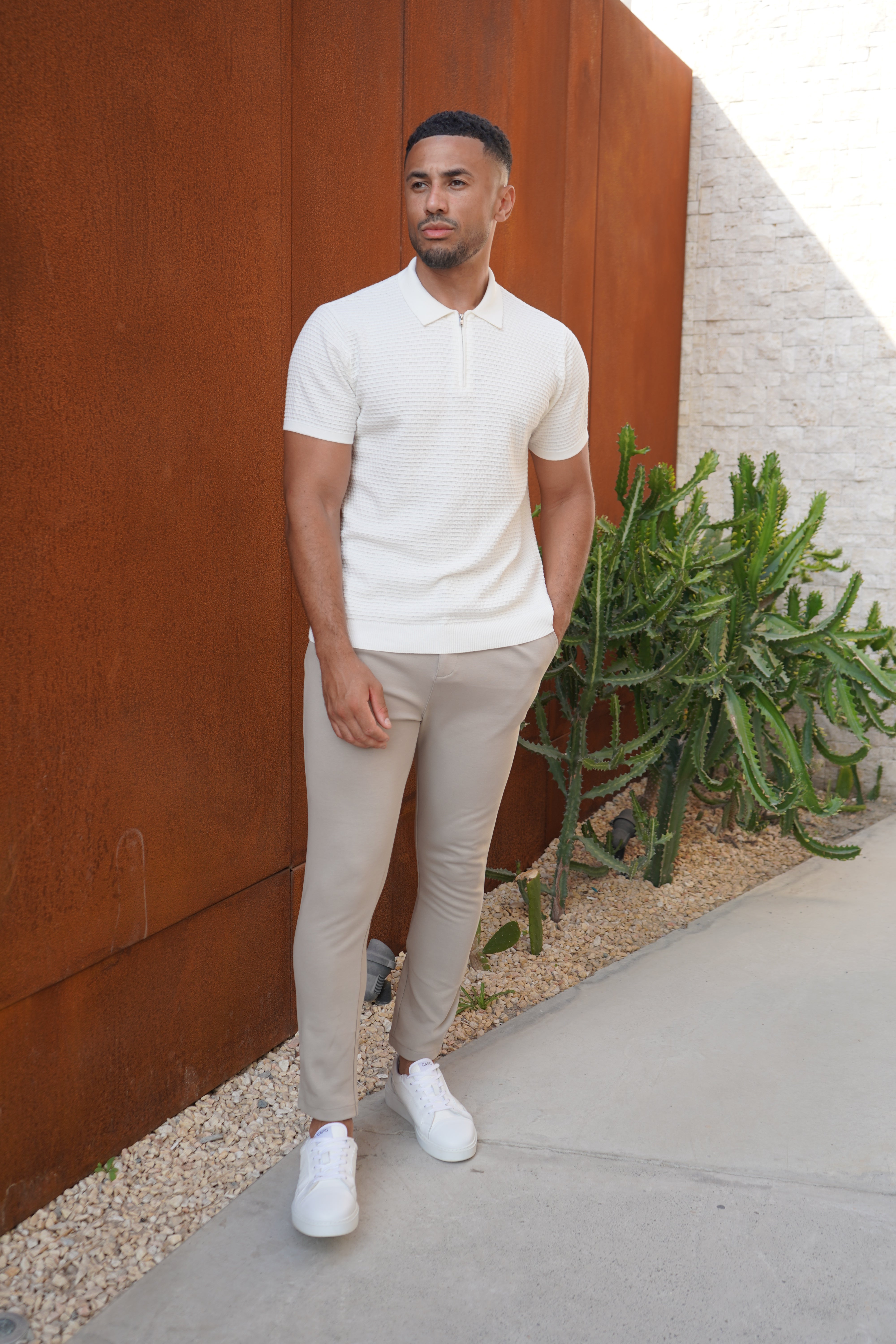 CAPO Micro Square Off White Polo Shirt