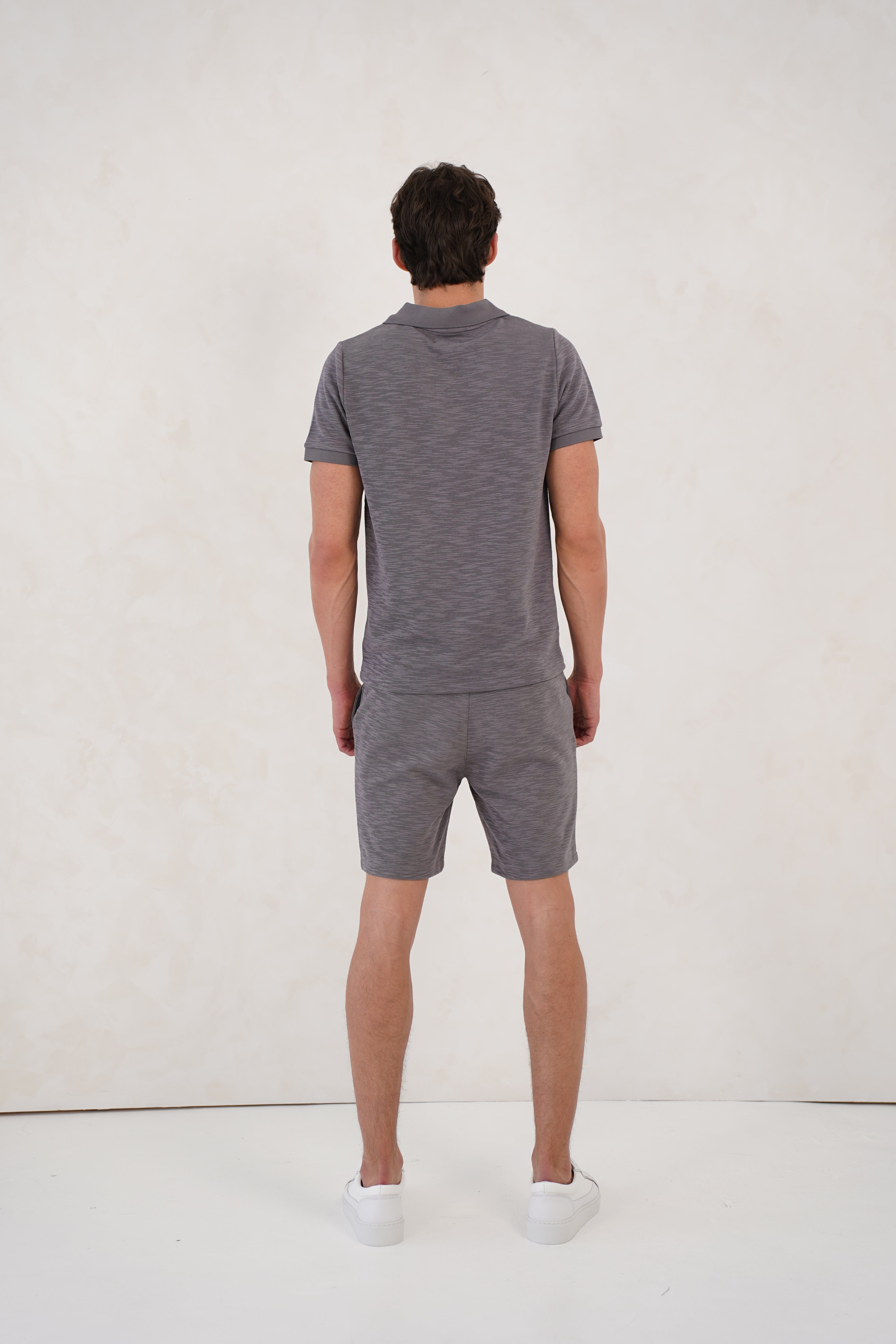 CAPO Slub Cuban Charcoal Polo Shirt