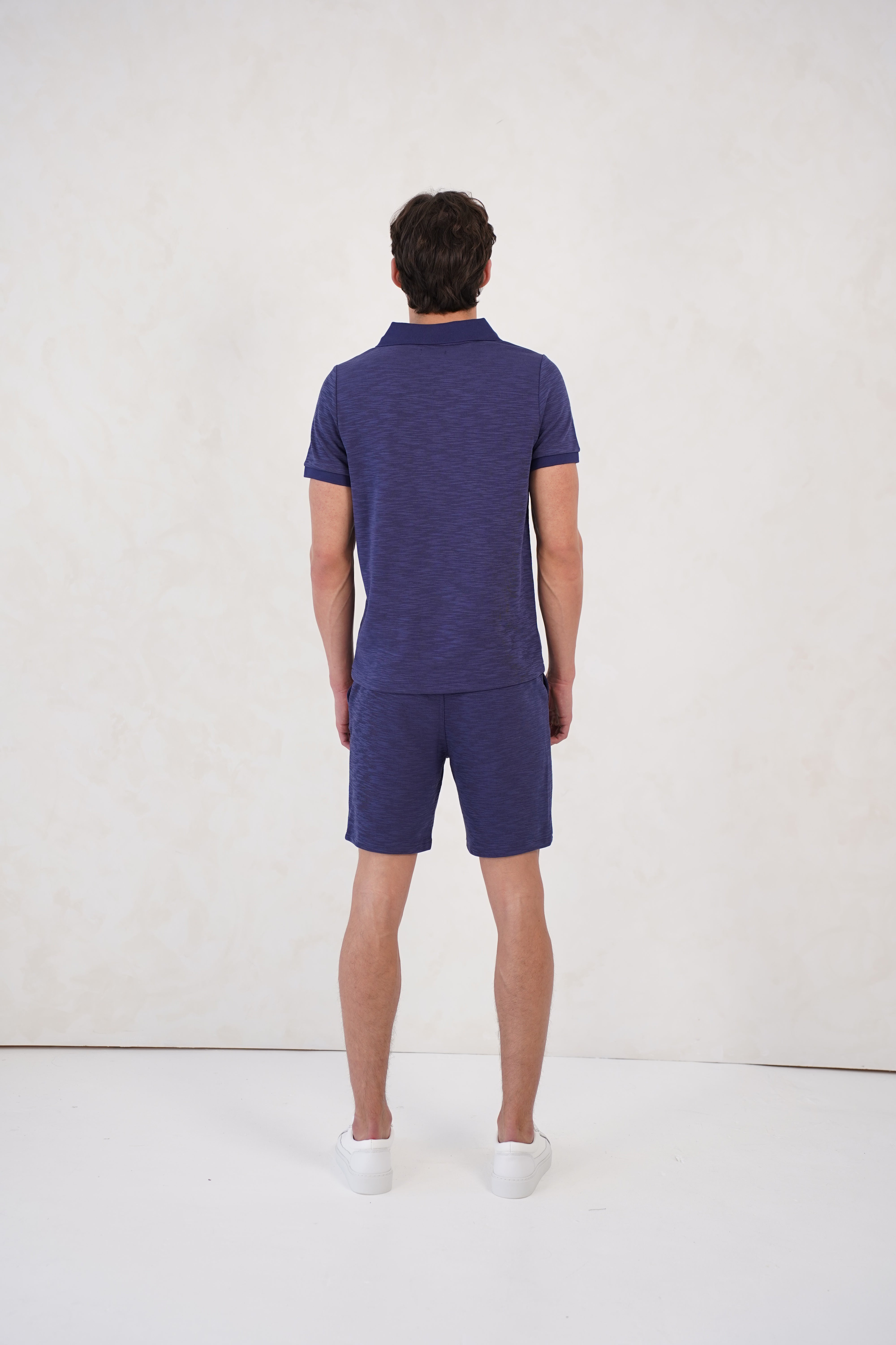 Back view of CAPO Jersey Slub Navy Shorts
