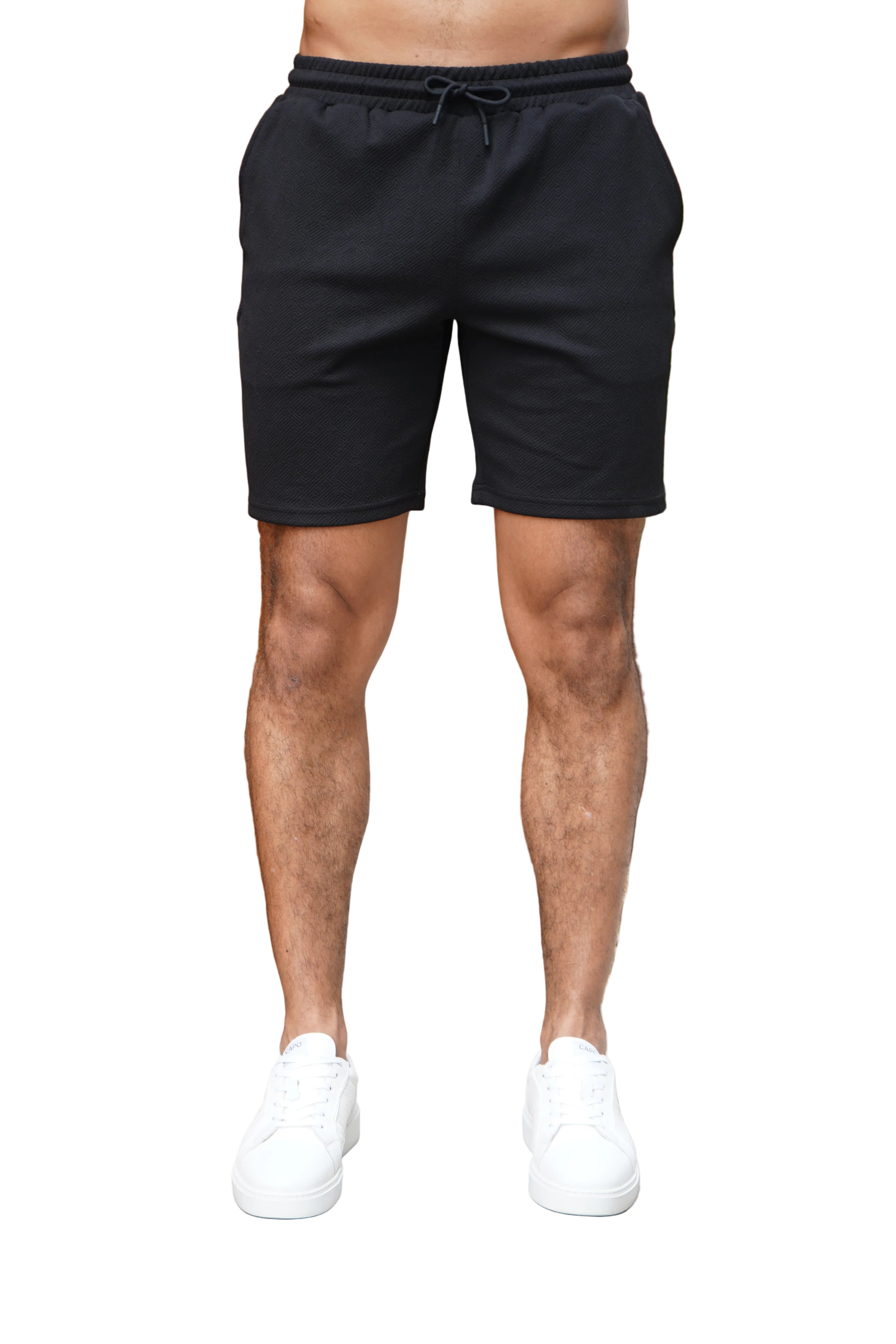 Front view of CAPO Aztec Revere Black Shorts