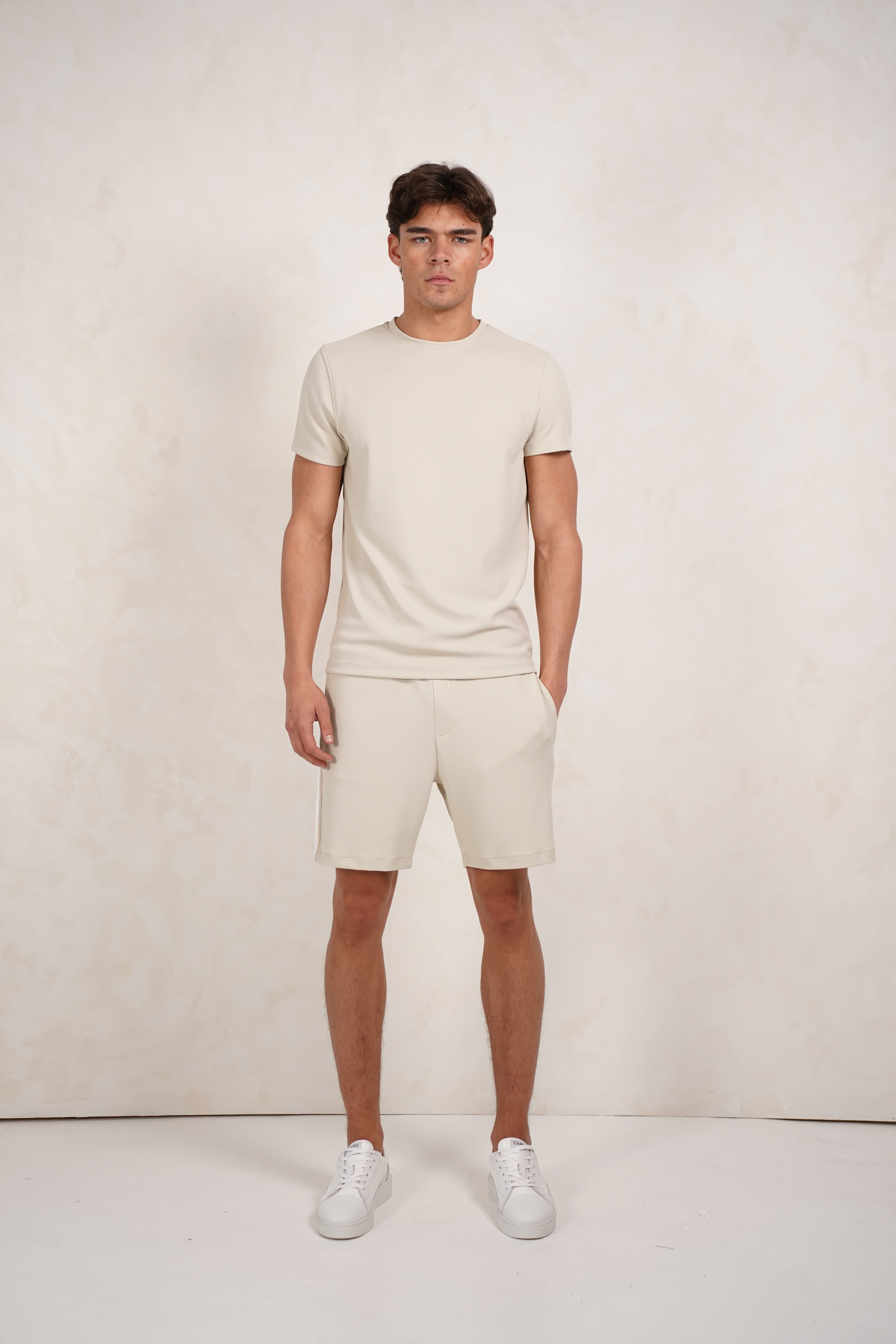 CAPO Textured Light Beige T-Shirt