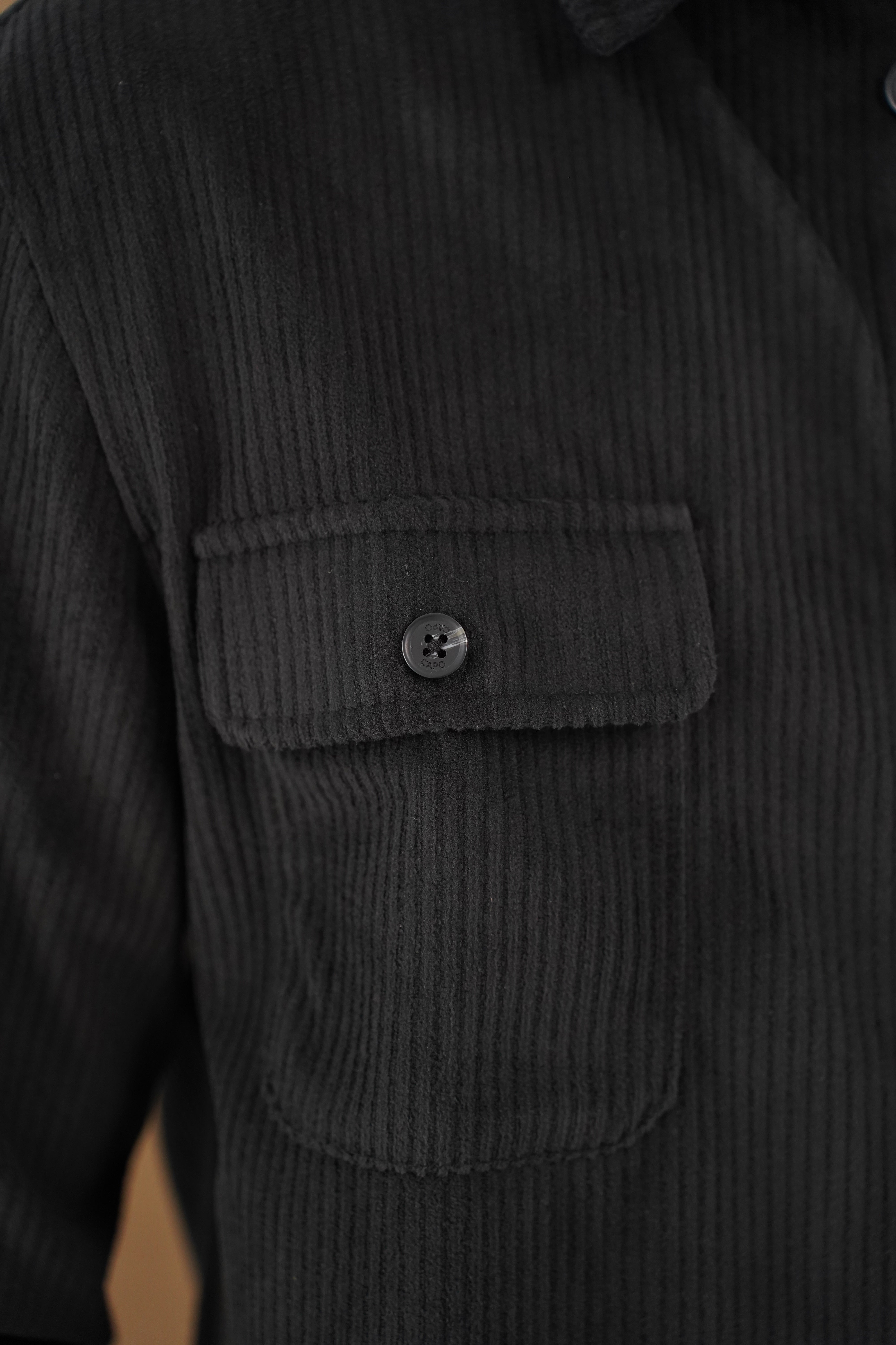 Pocket view of CAPO Corduroy Black Overshirt