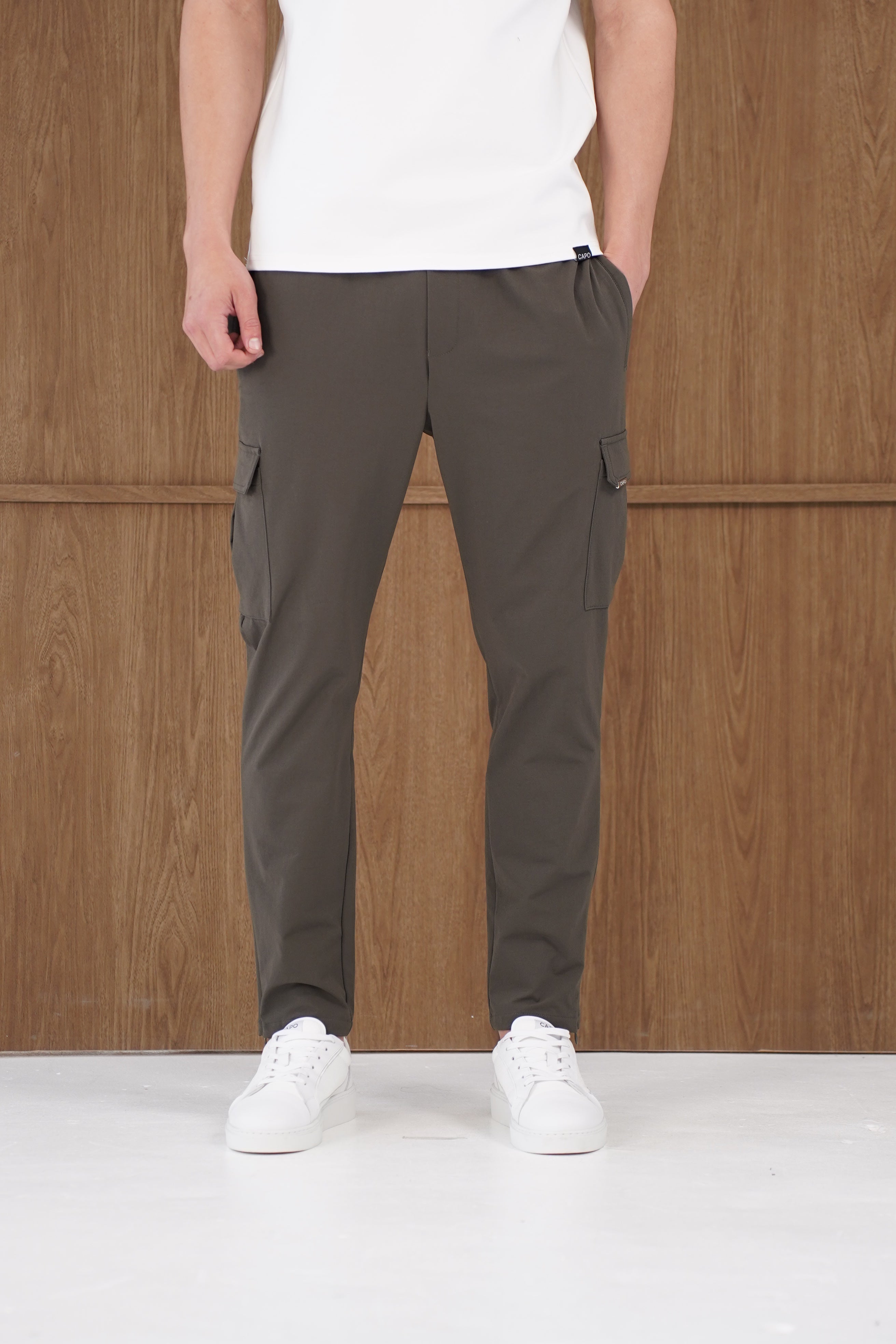 Front view of CAPO Utility Regular Khaki Cargo Pants 