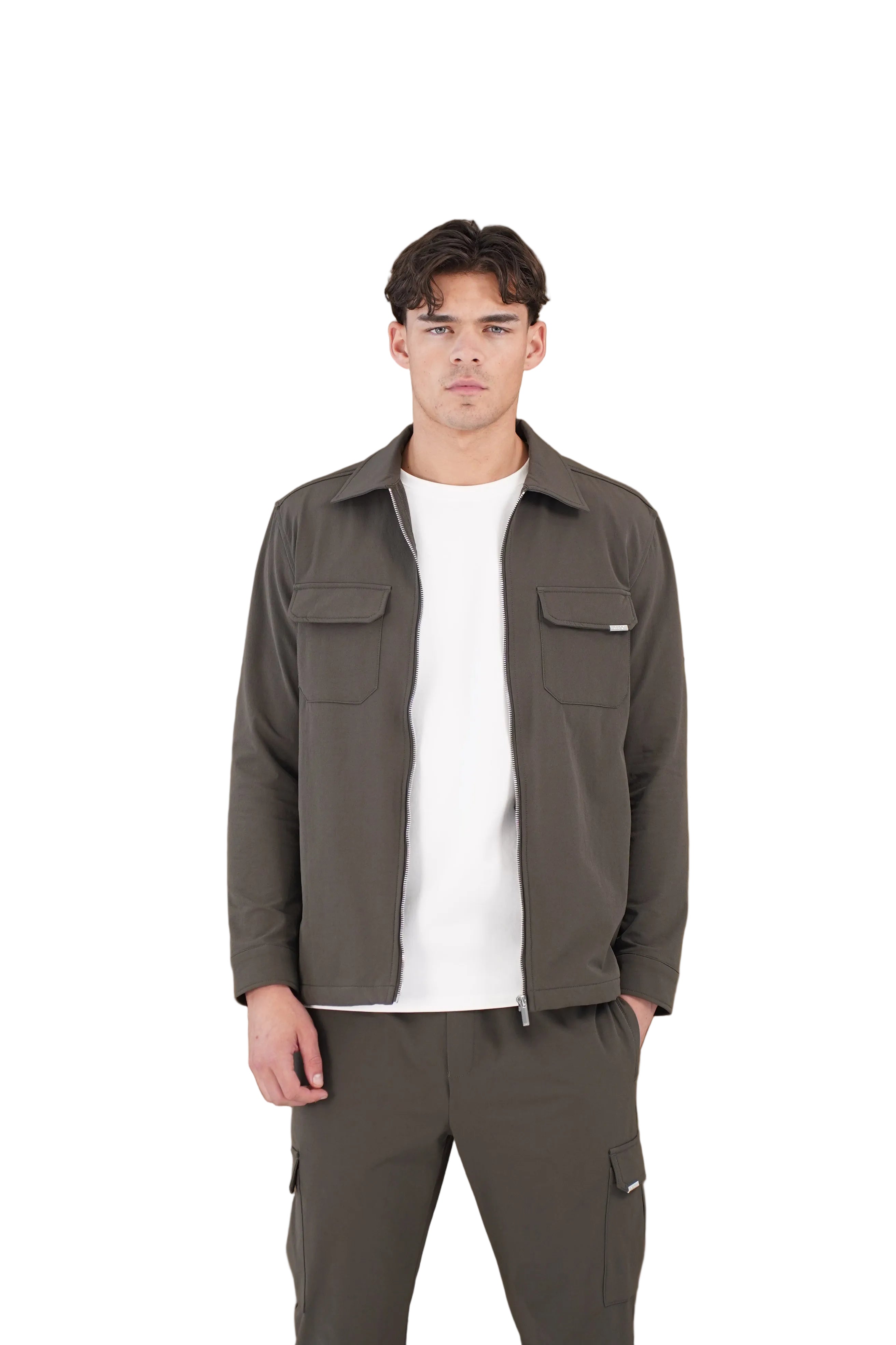 Front view of CAPO Utility Khaki Overshirt