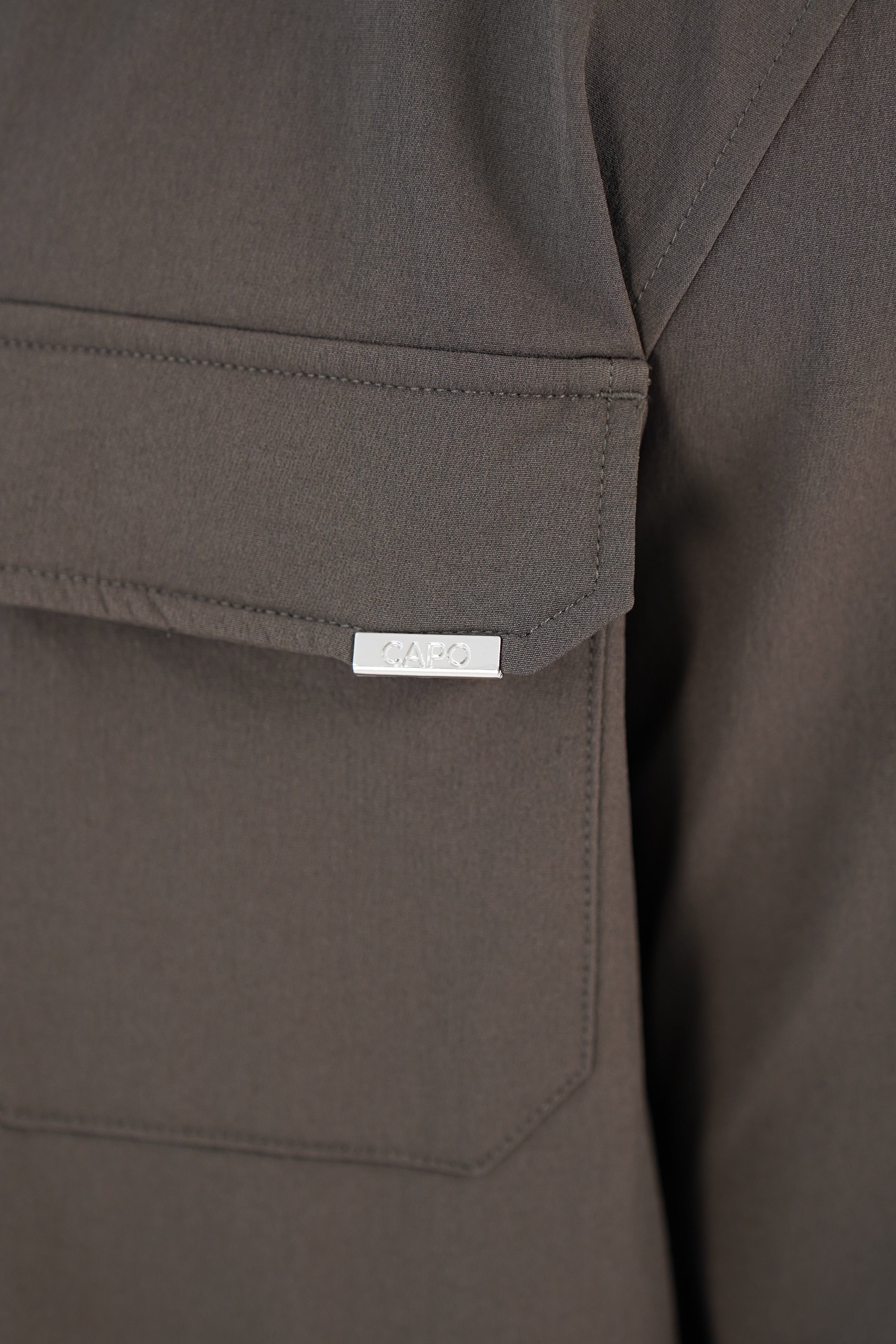 Pocket detail view of CAPO Utility Khaki Overshirt