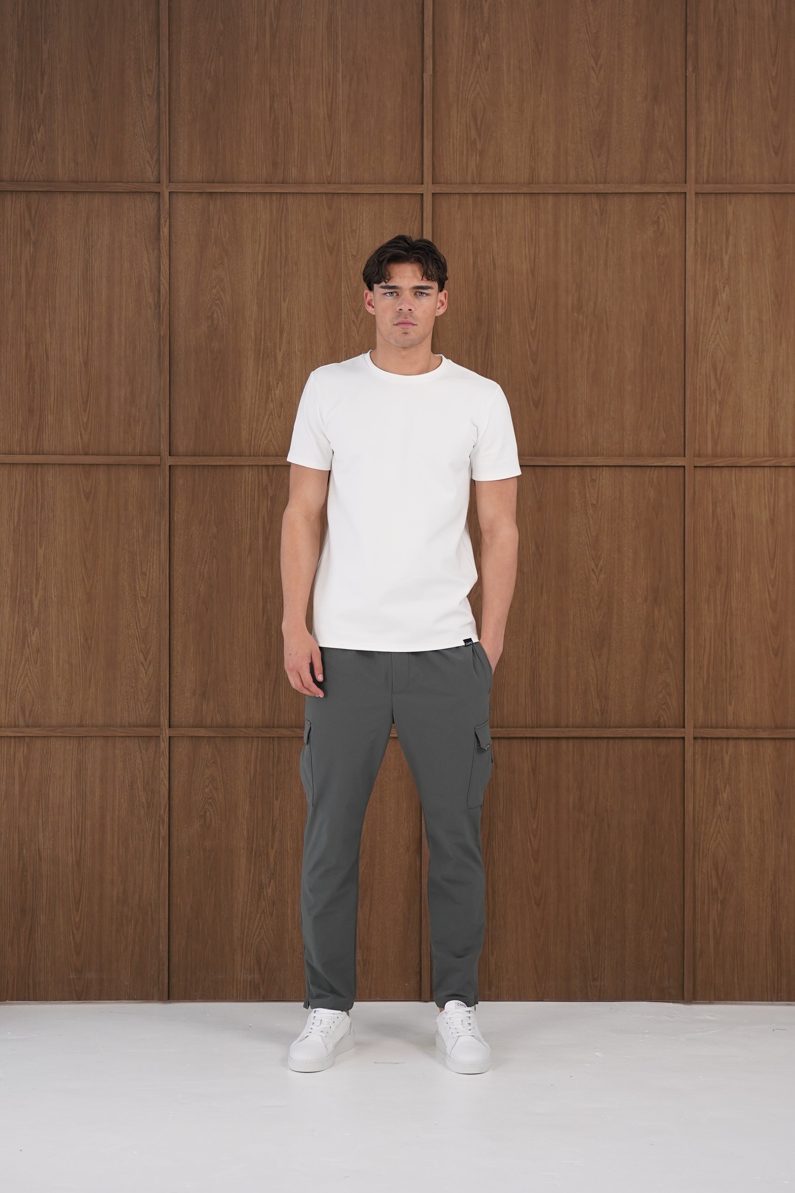 Model view of CAPO Utility Regular Charcoal Cargo Pants