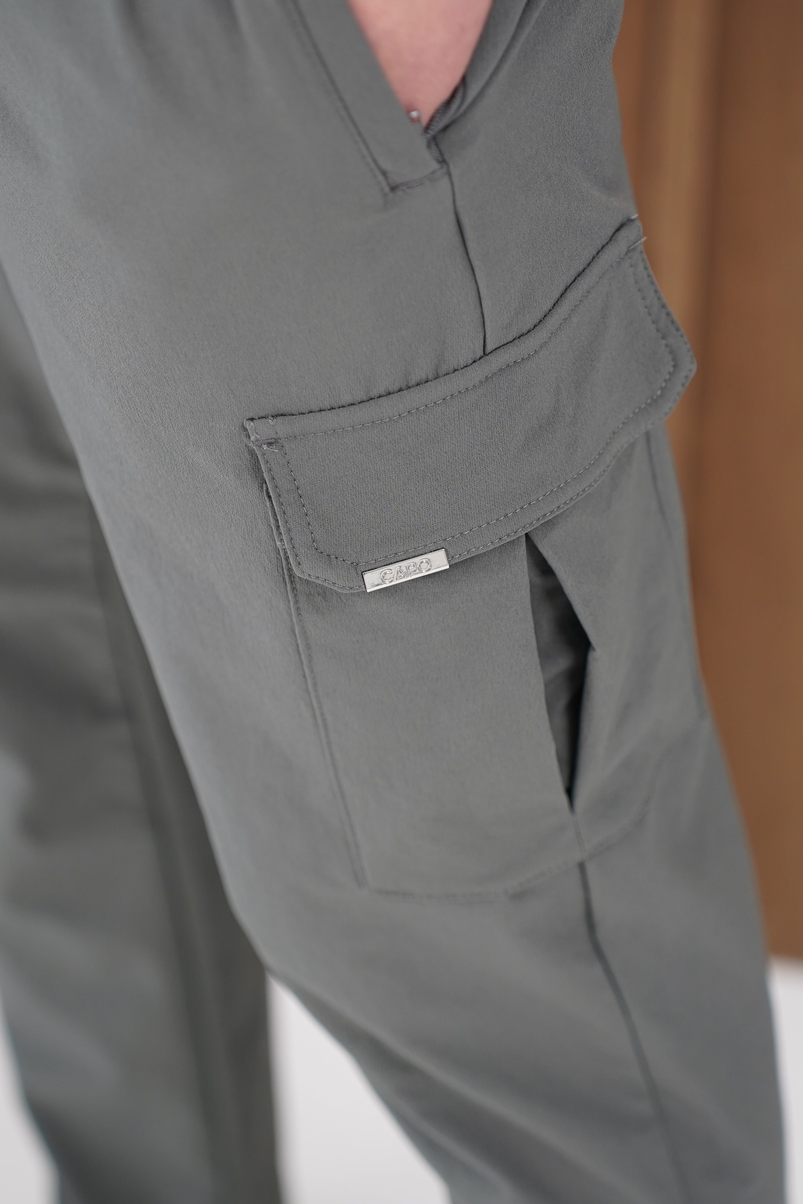 Pocket view of CAPO Utility Regular Charcoal Cargo Pants