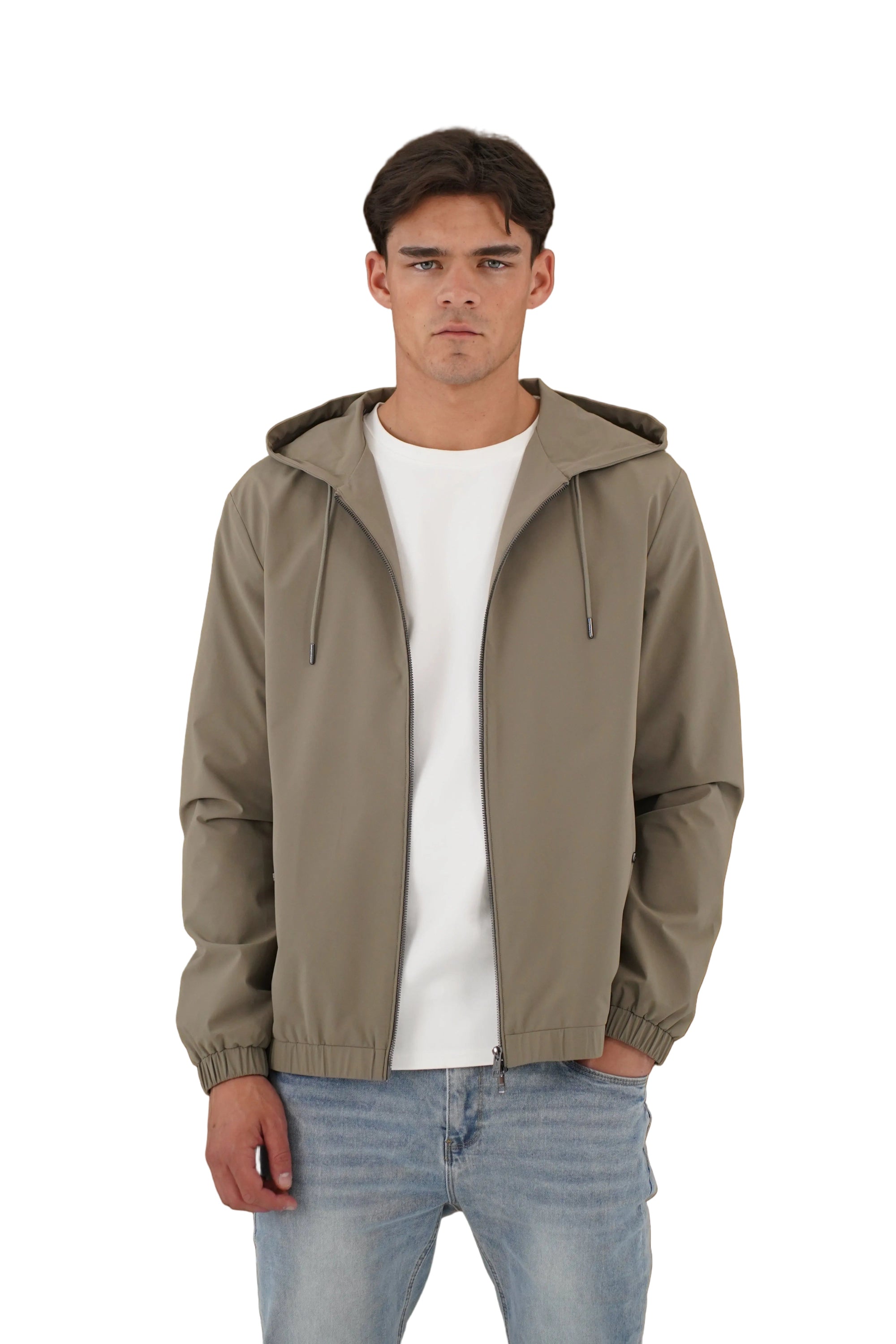 Front view of CAPO Lightweight Shell Olive Jacket