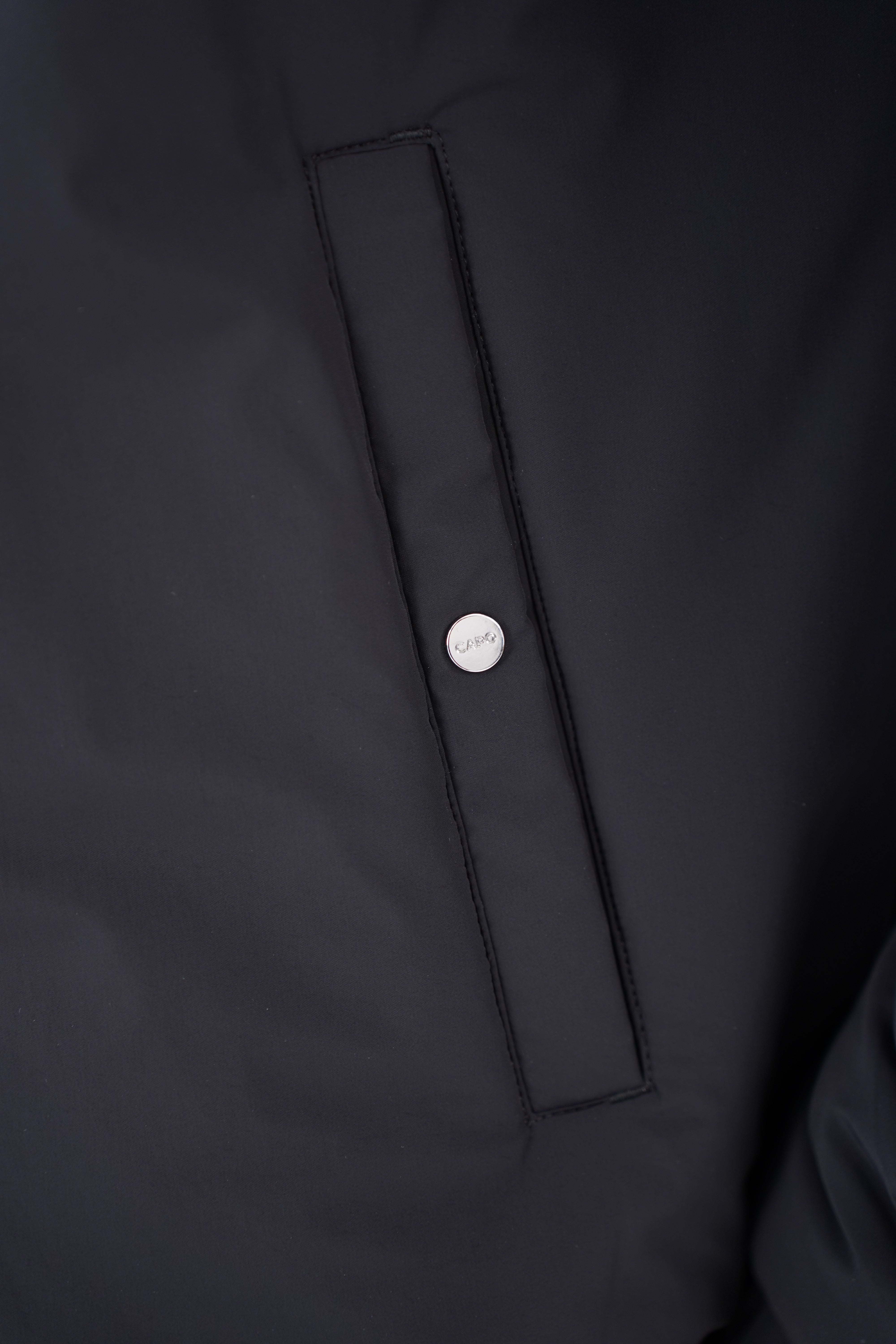 Pocket detail view of CAPO Padded Bomber Black Jacket