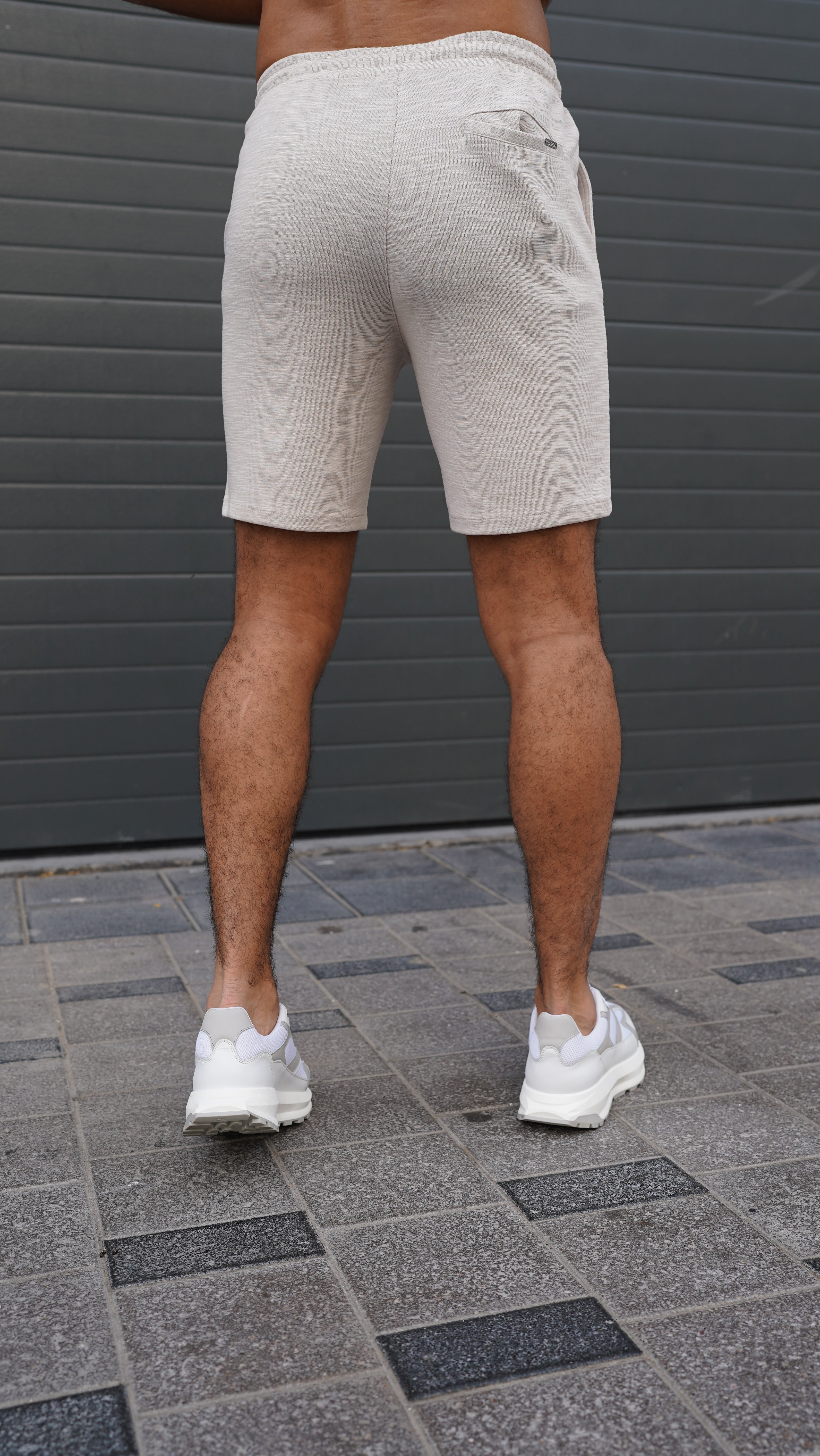 Back view Jersey Slub Stone Grey Shorts