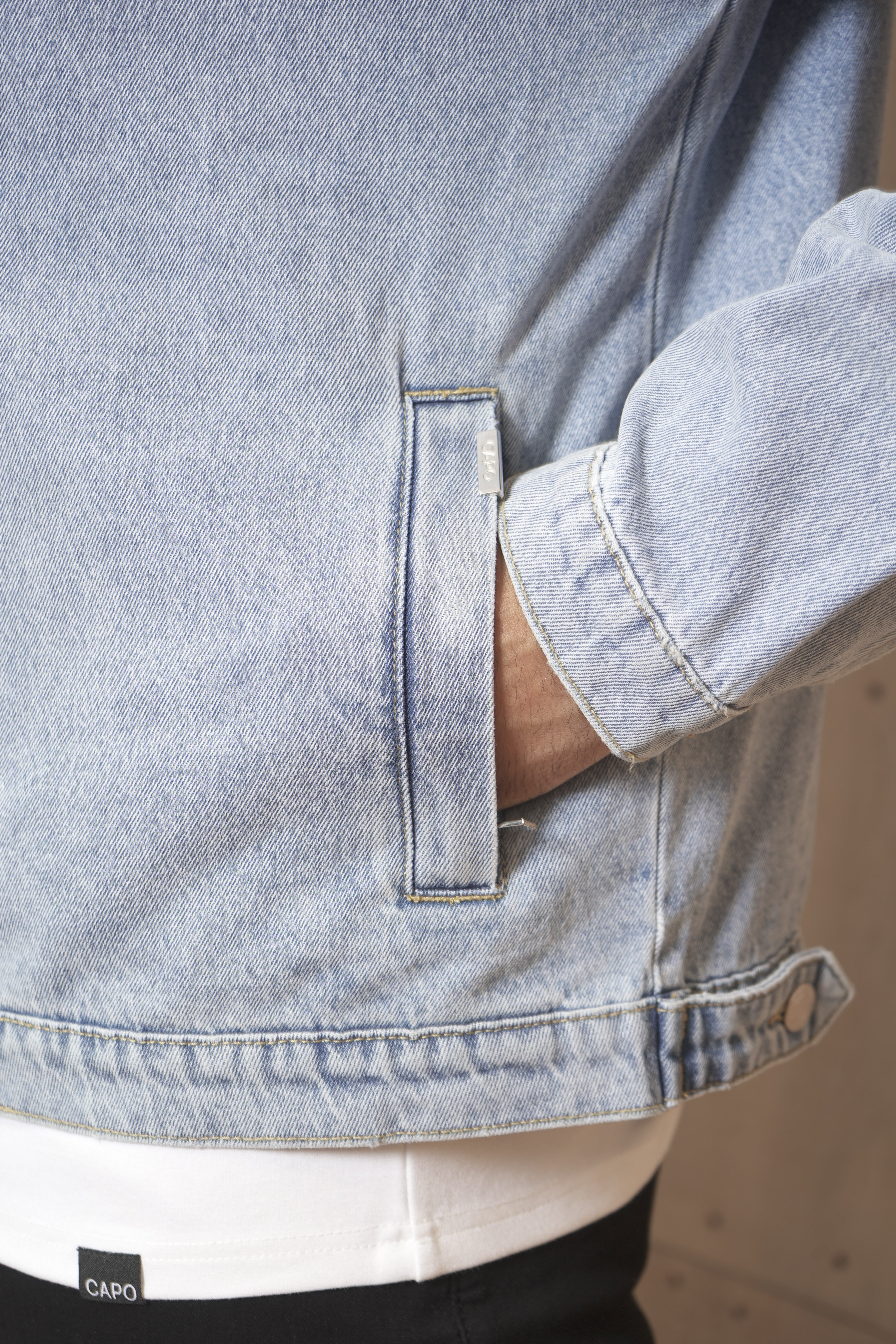 CAPO Denim Washed Blue Zip-Up Jacket