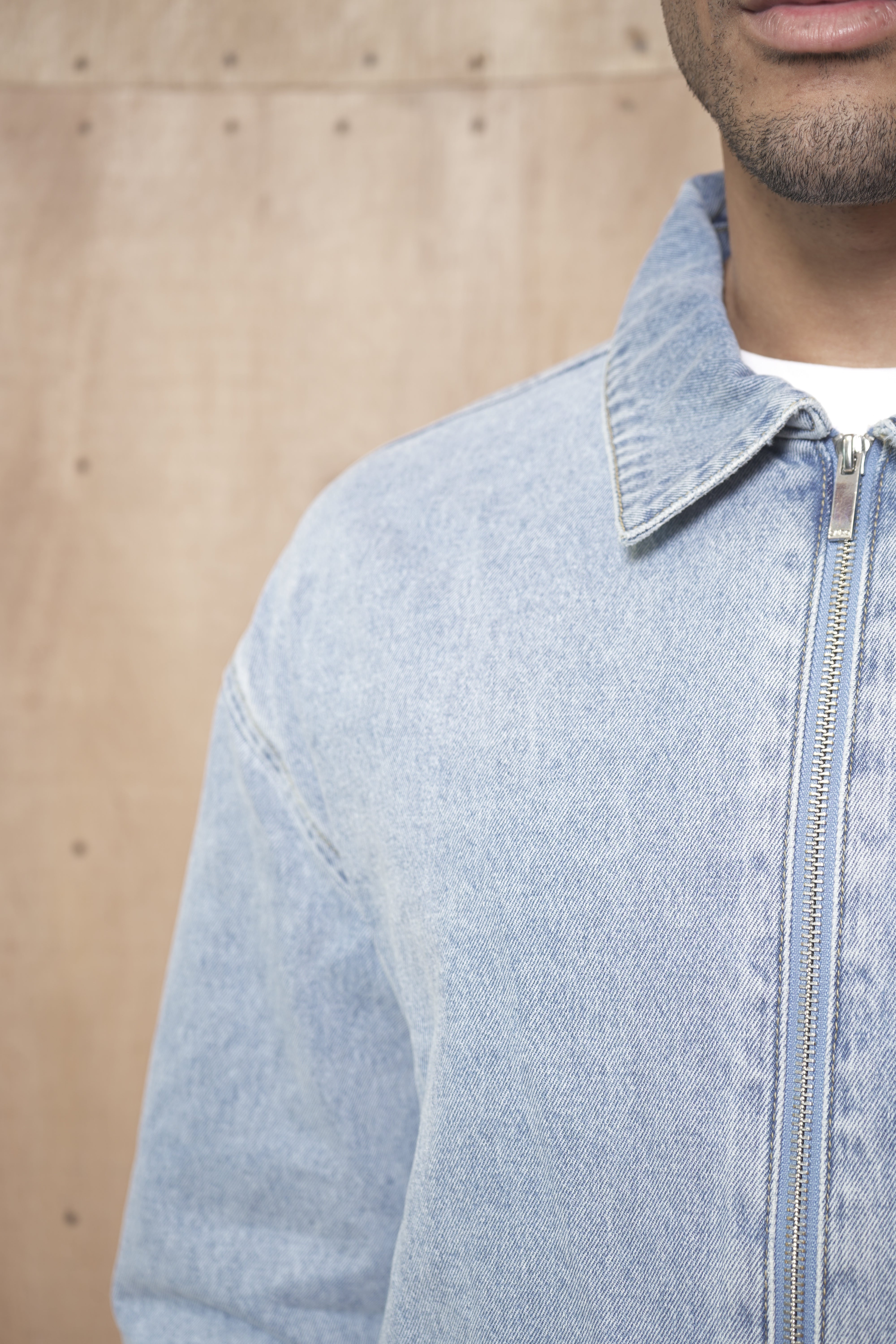CAPO Denim Washed Blue Zip-Up Jacket