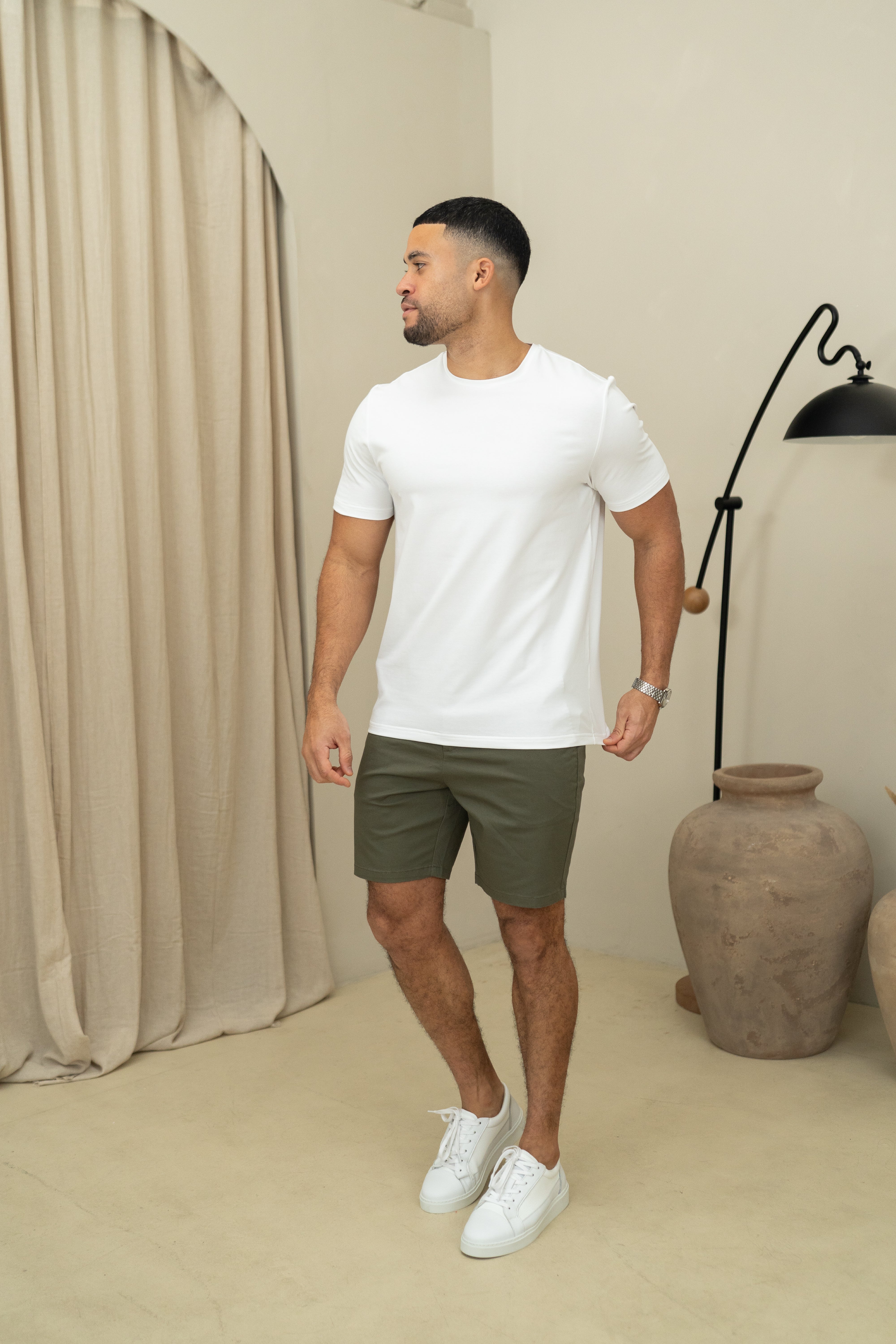 CAPO Chino Side Adjuster Olive Shorts