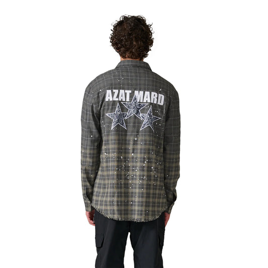 Azat Mard Grey Star Check Shirt