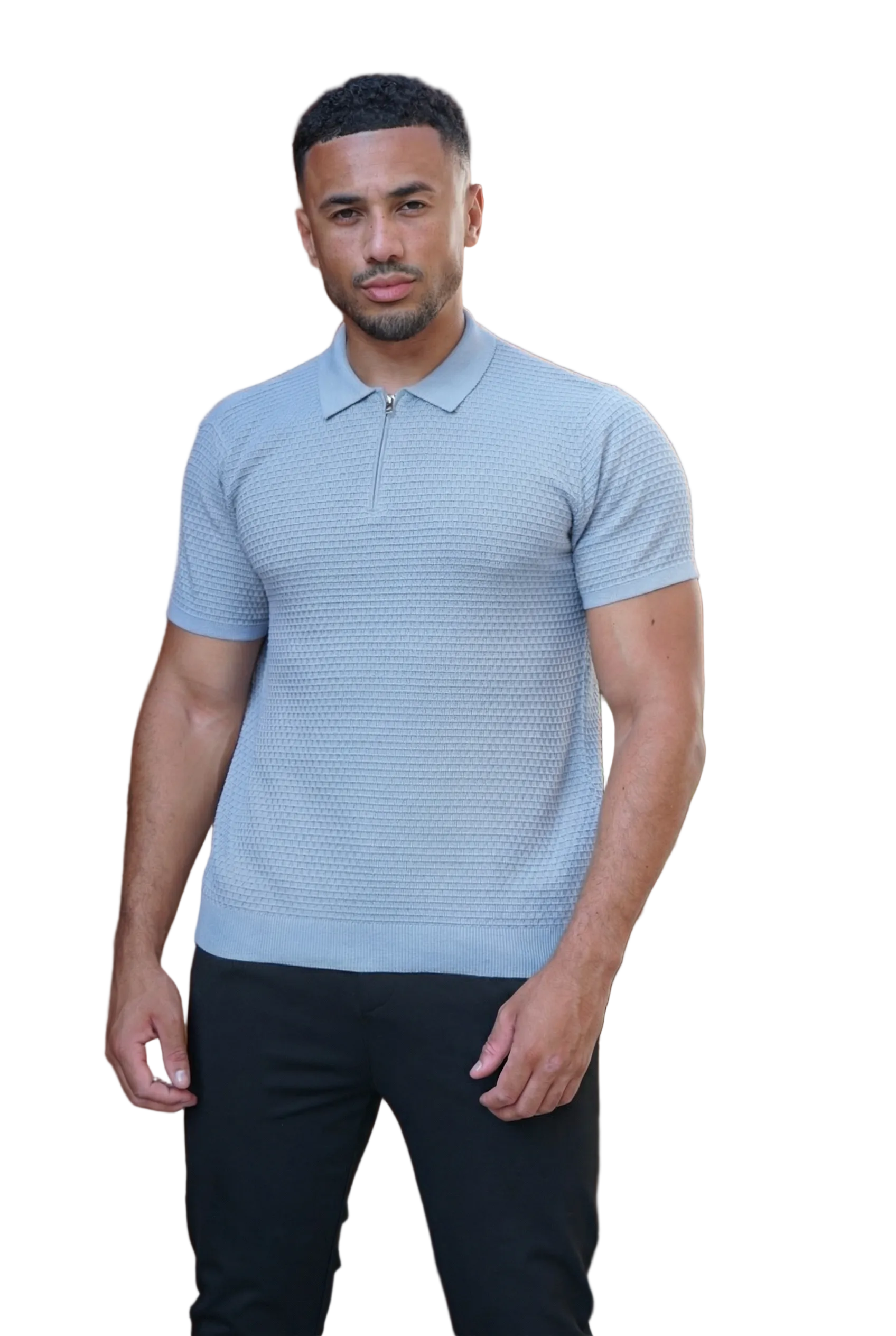 CAPO Micro Square Zip Sky Blue Polo Shirts