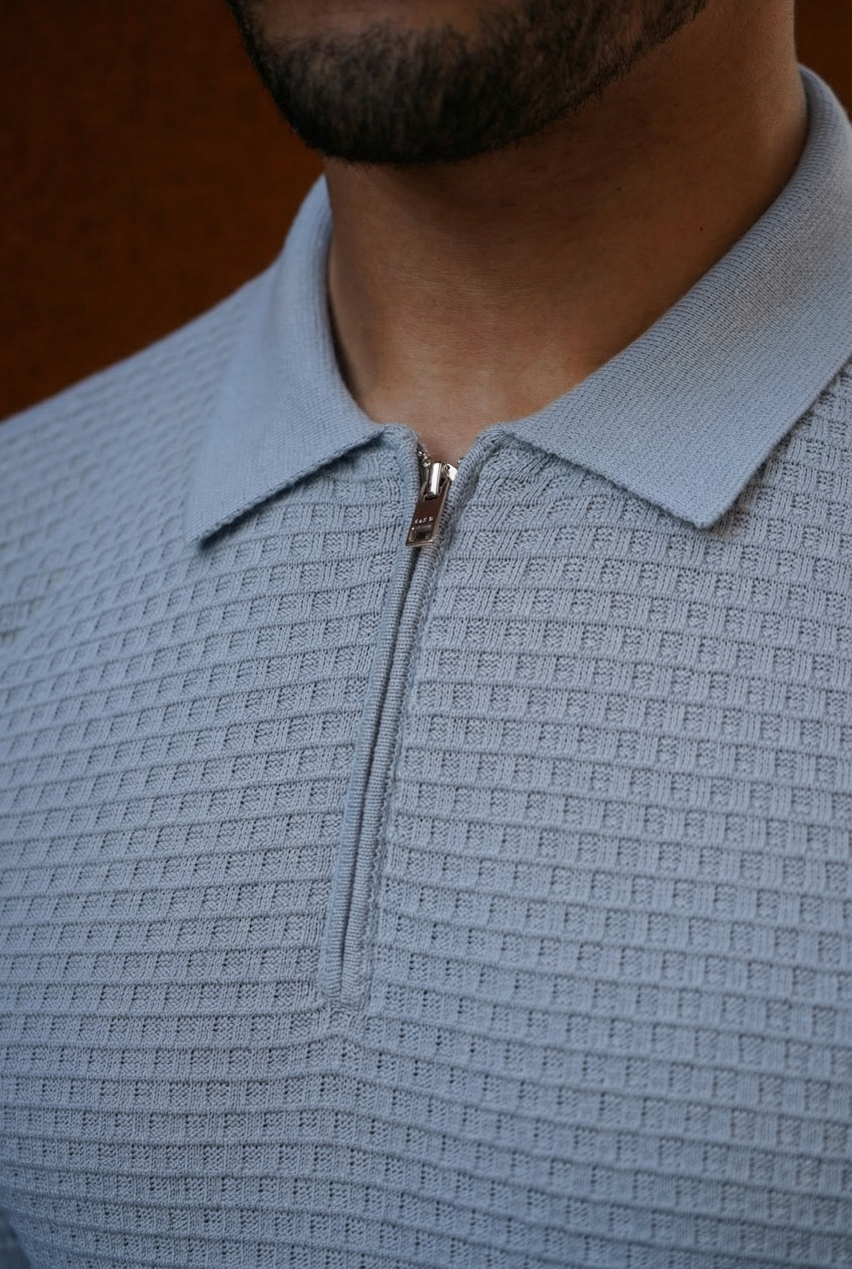 CAPO Micro Square Zip Sky Blue Polo Shirts