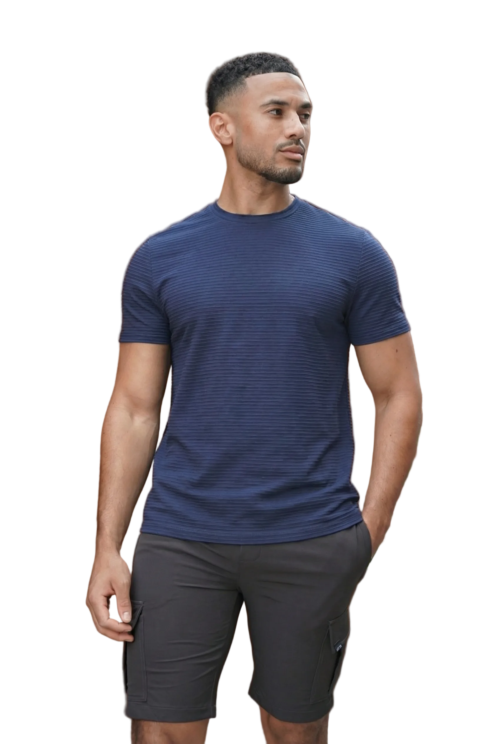 CAPO Mercerised Ribbed Navy T-Shirt