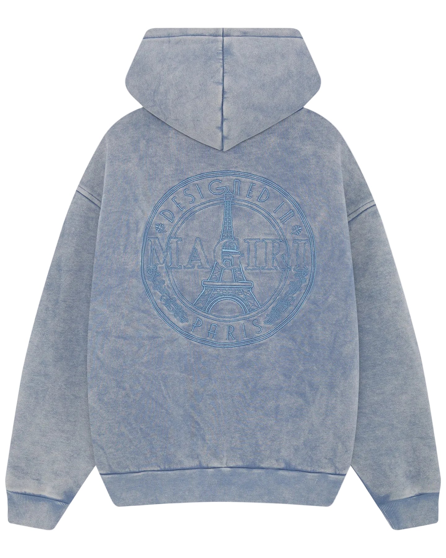 MAGIRI Embroidered Acid Washed Blue Hoodie
