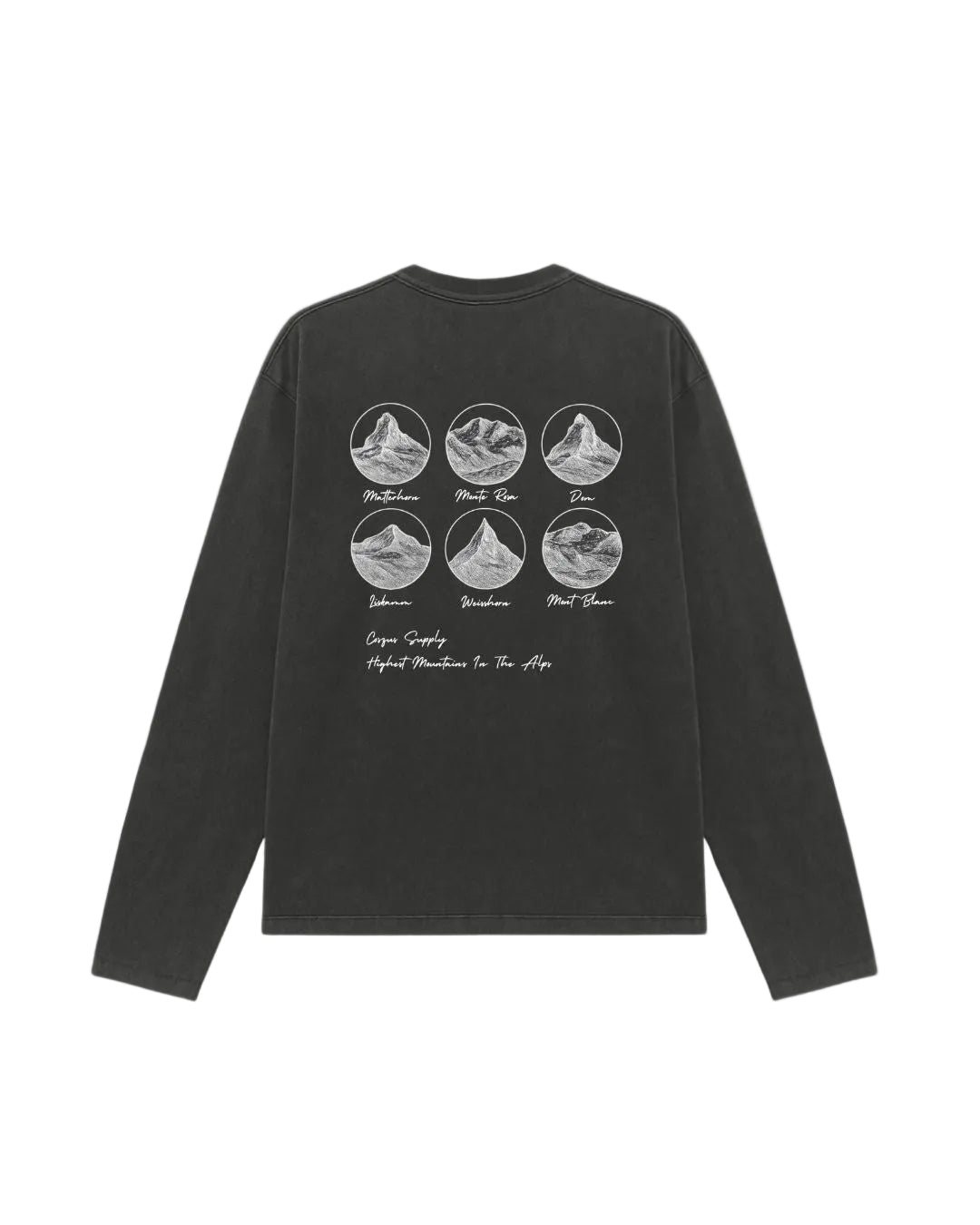 Front View of Coszus Alps L/S Black T-Shirt