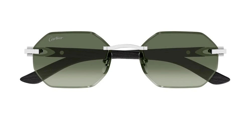 Cartier Eyewear CT0439S-008 Green Silver Rimless Sunglasses